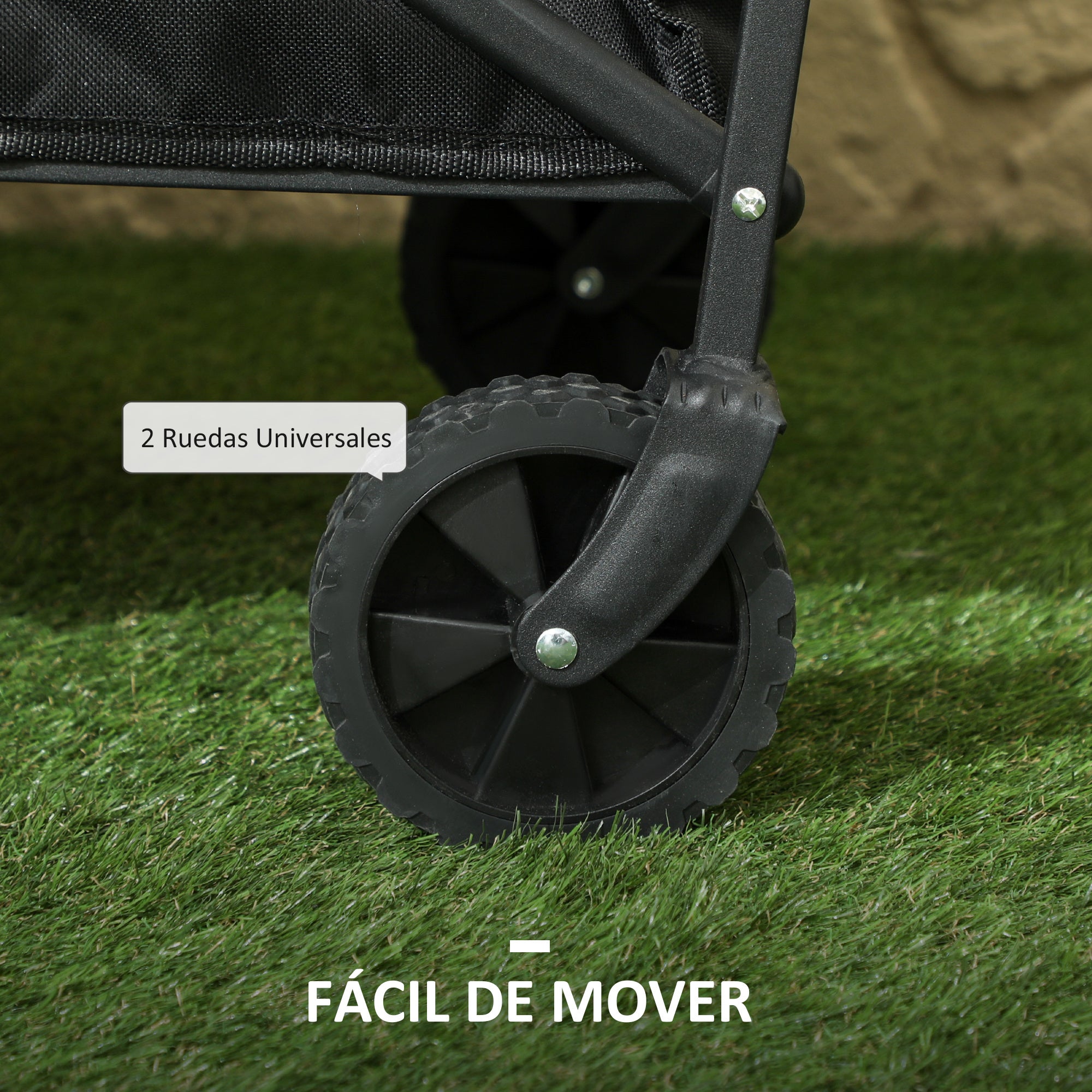 Beach Cart with Wheels Folding Garden Cart Adjustable Telescopic Handle 2 Storage Bags 120 kg Load Transport Cart for All Terrain Garden Camping Black