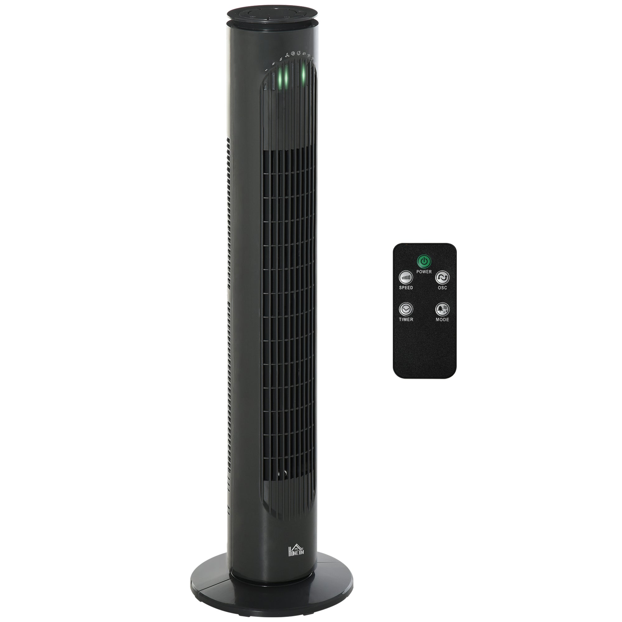 Silent 45 W column fan, tower fan for bedroom with 3 modes 3 speeds, remote control, 70° oscillation and timer, 77H cm dark gray