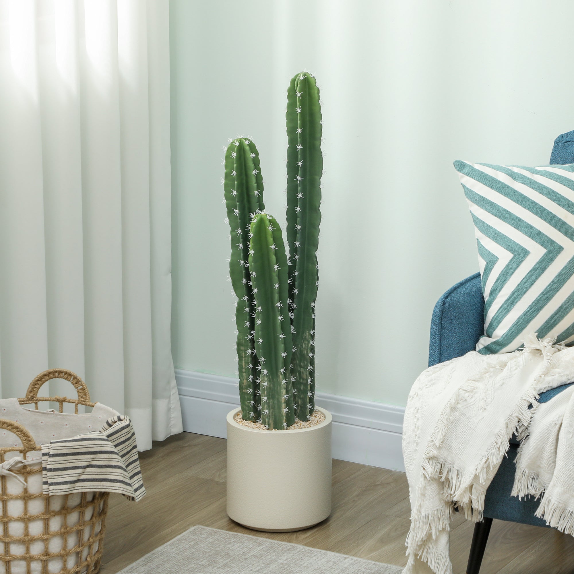 Artificial Potted Cactus, 95 cm (37.4 in) Real-Look 3-Branch Plant for Home & Office Decor