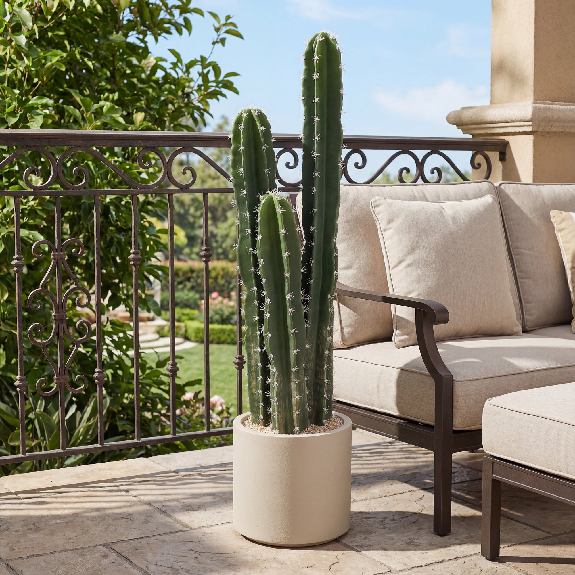 Artificial Potted Cactus, 95 cm (37.4 in) Real-Look 3-Branch Plant for Home & Office Decor