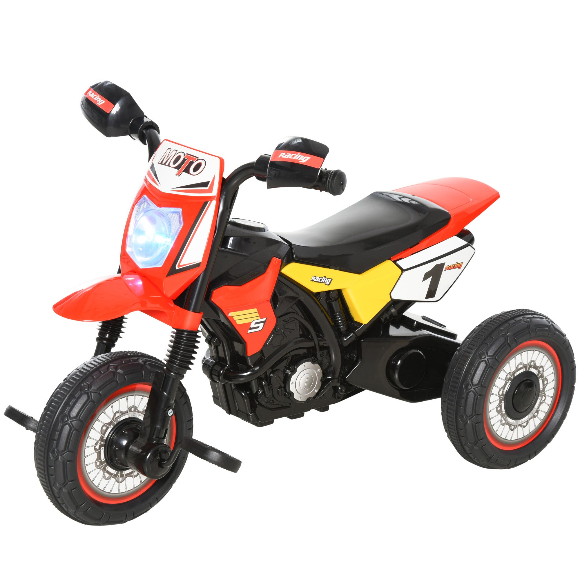 Kids' Ride-on Motorcycle for Children 18 Months and Up with Mountain-Motorcycle Appearance with 3 Wheels with Lights and Sound Pedals Unique Design 71x40x51 cm Red
