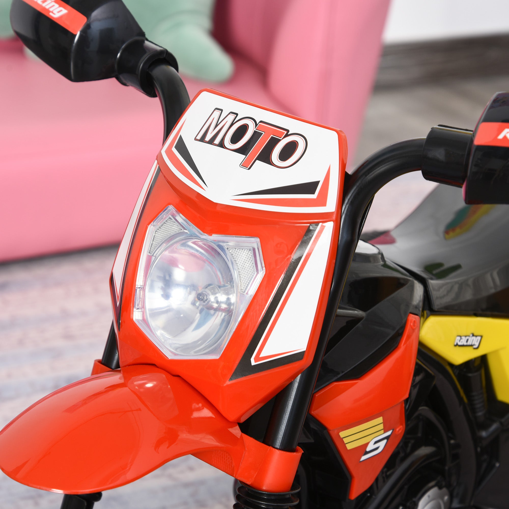 Kids' Ride-on Motorcycle for Children 18 Months and Up with Mountain-Motorcycle Appearance with 3 Wheels with Lights and Sound Pedals Unique Design 71x40x51 cm Red