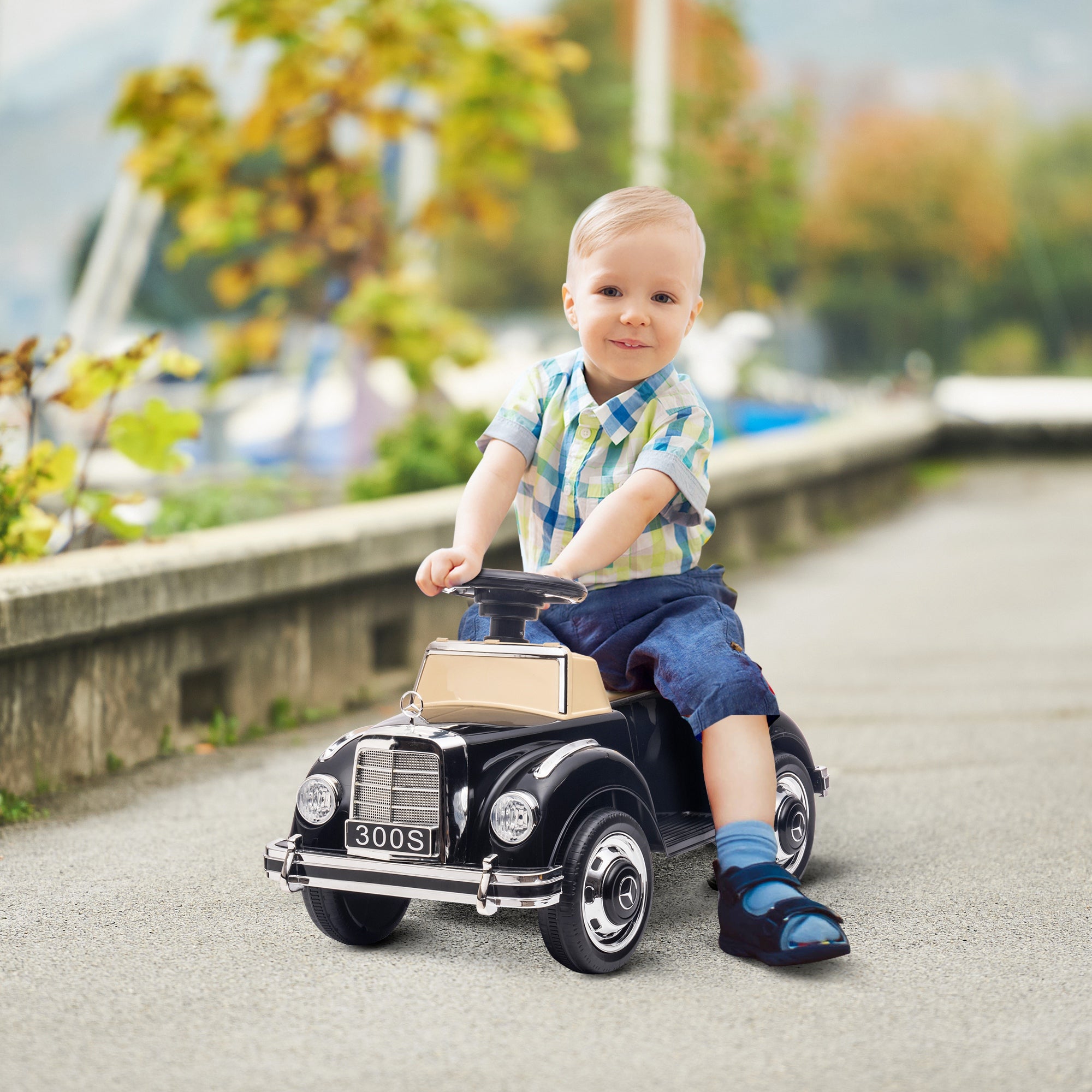 Ride-On Car, Kids Vehicle, Ride-On Vehicle with Storage Space, Children's Car with Tip-Over Protection Ride-On for 18-48 Months Kids, Black, 77.5 x 41.5 x 45 cm