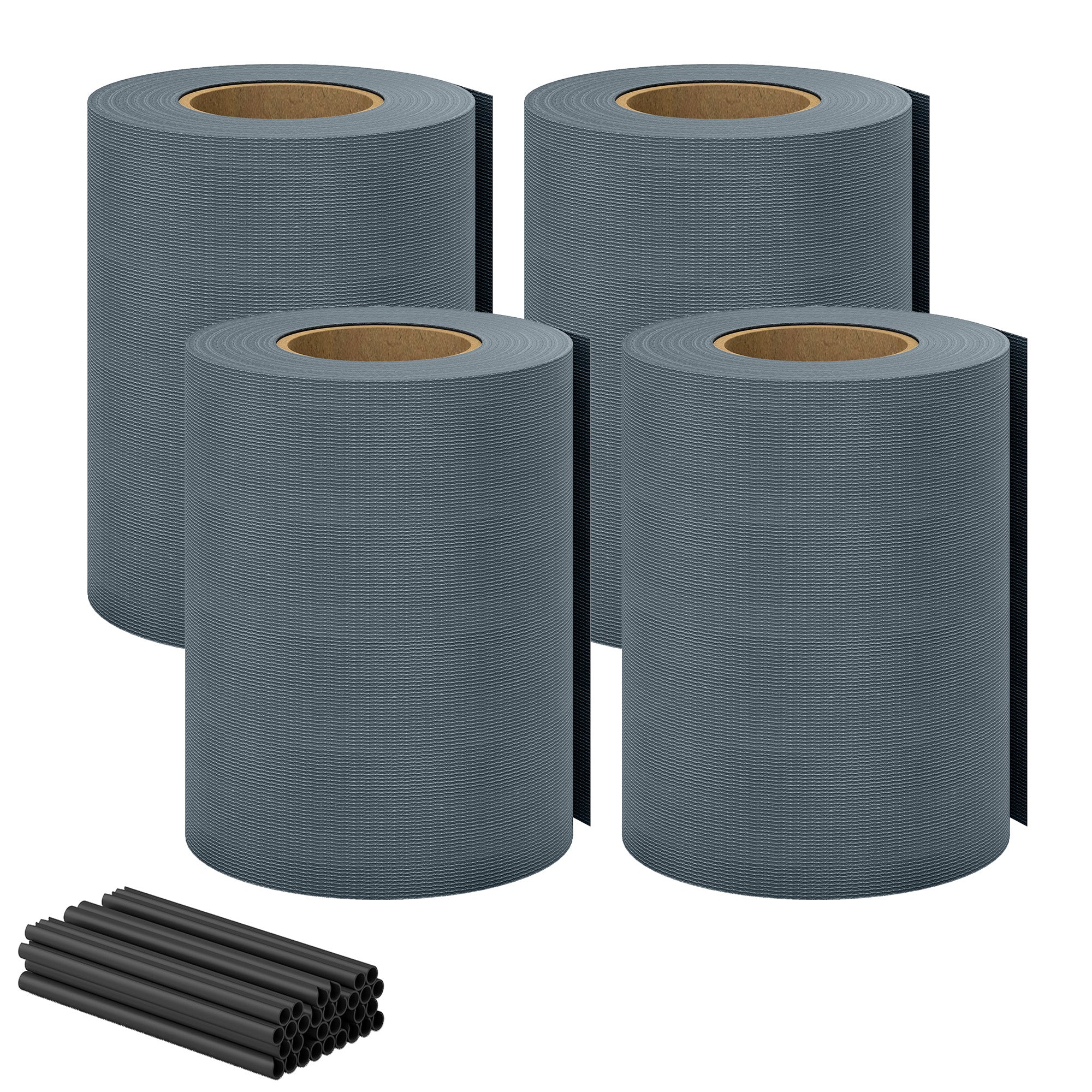 4-Pack Garden Privacy Screen — 35 m x 19 cm (115 ft x 7.5 in), Waterproof & UV-Resistant Windbreak with Clips, Gray