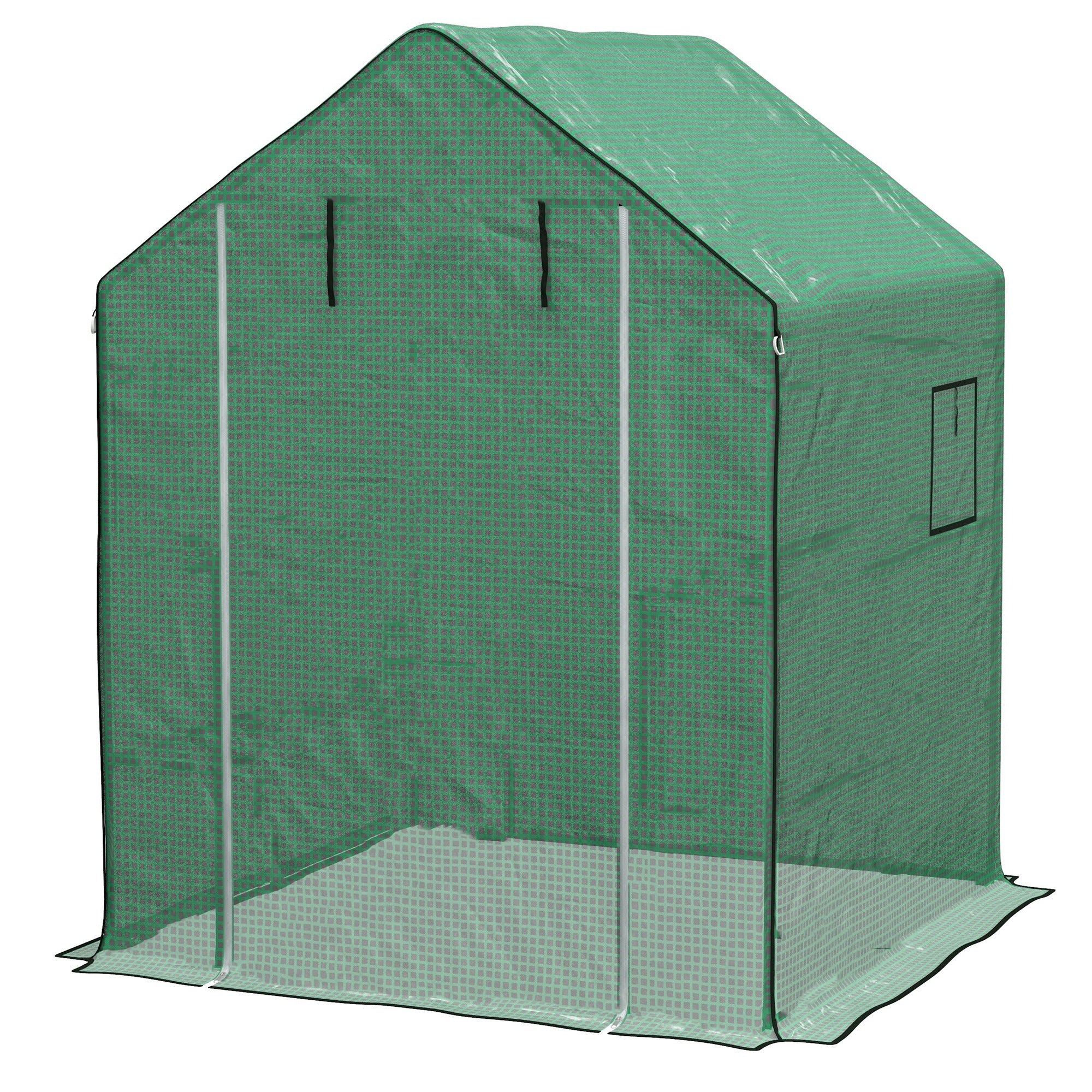 Greenhouse Film 1.4 x 1.9 m, Waterproof Garden Film with UV Protection Side Windows, Tear-Resistant Polyethylene Film, Cover for Greenhouse, Tunnel Film for Outdoor, Plants, Green