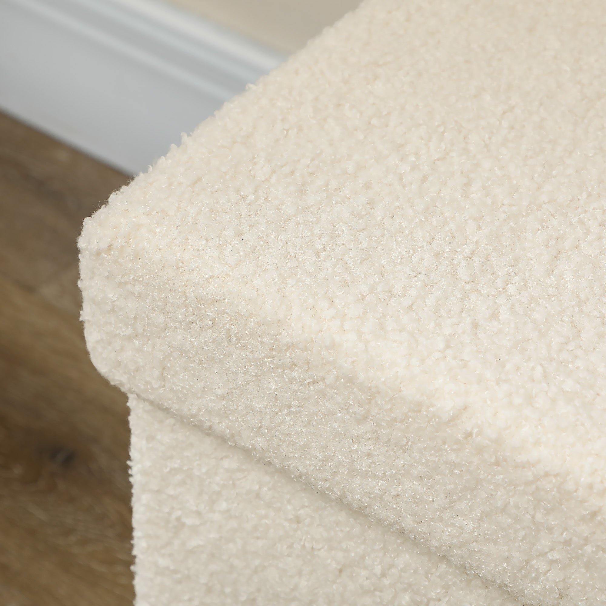 Storage Bench with Storage Space Foldable Upholstered Bench with Velvet Look, Storage Chest, Storage Bench for Living Room Bedroom Hallway 76 x 38 x 38 cm, Cream White