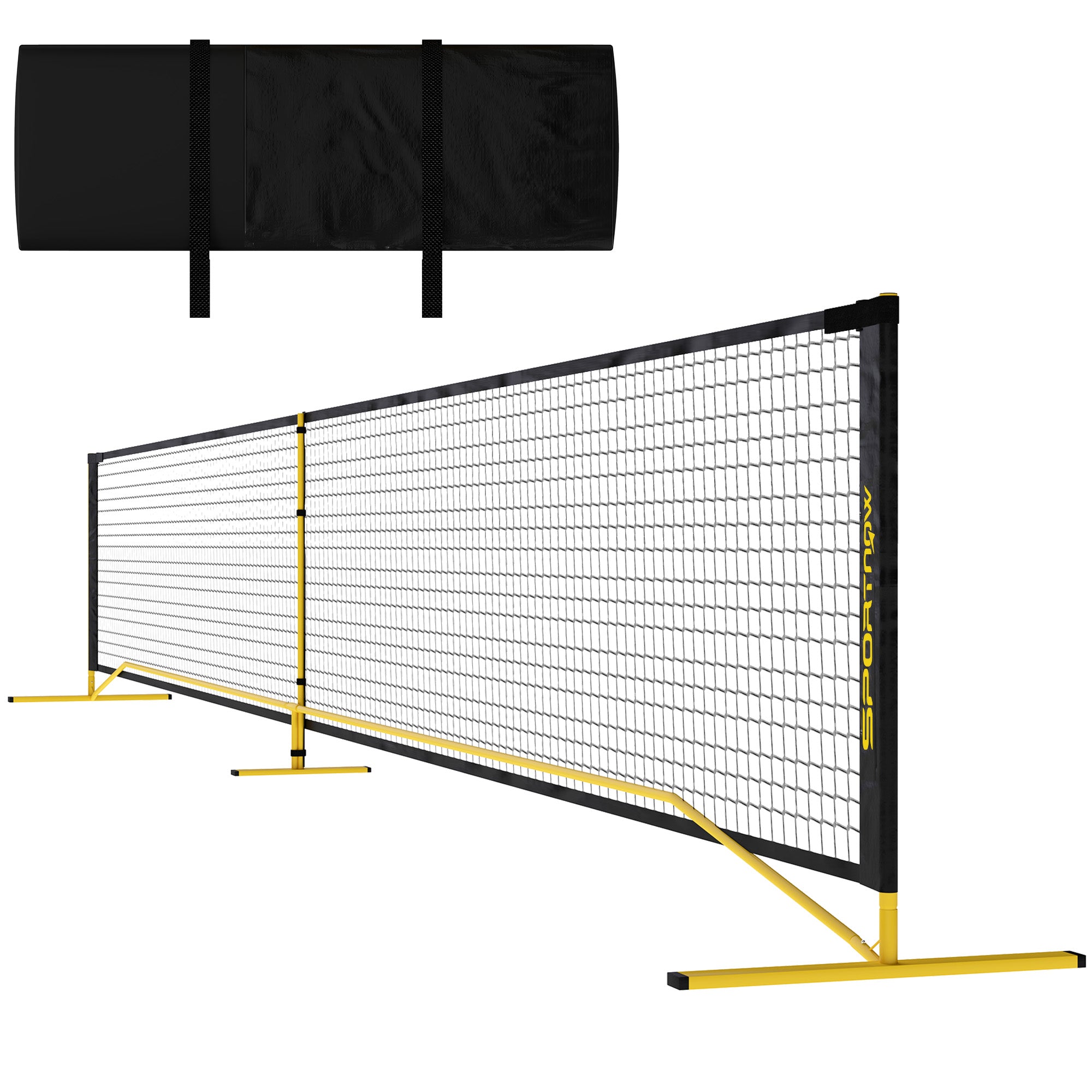 SPORTNOW Portable Pickleball Net, 6.7m with Carrying Bag, Metal Frame for Indoor Outdoor Yellow