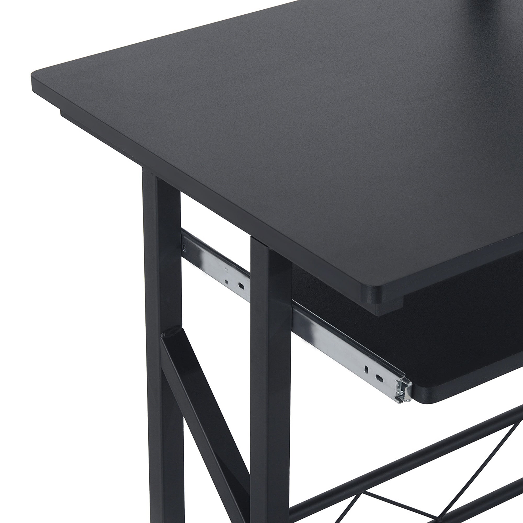 Computer Desk Study Table with Keyboard Tray and Drawer Home Office Workstation 90x50x100 cm Black