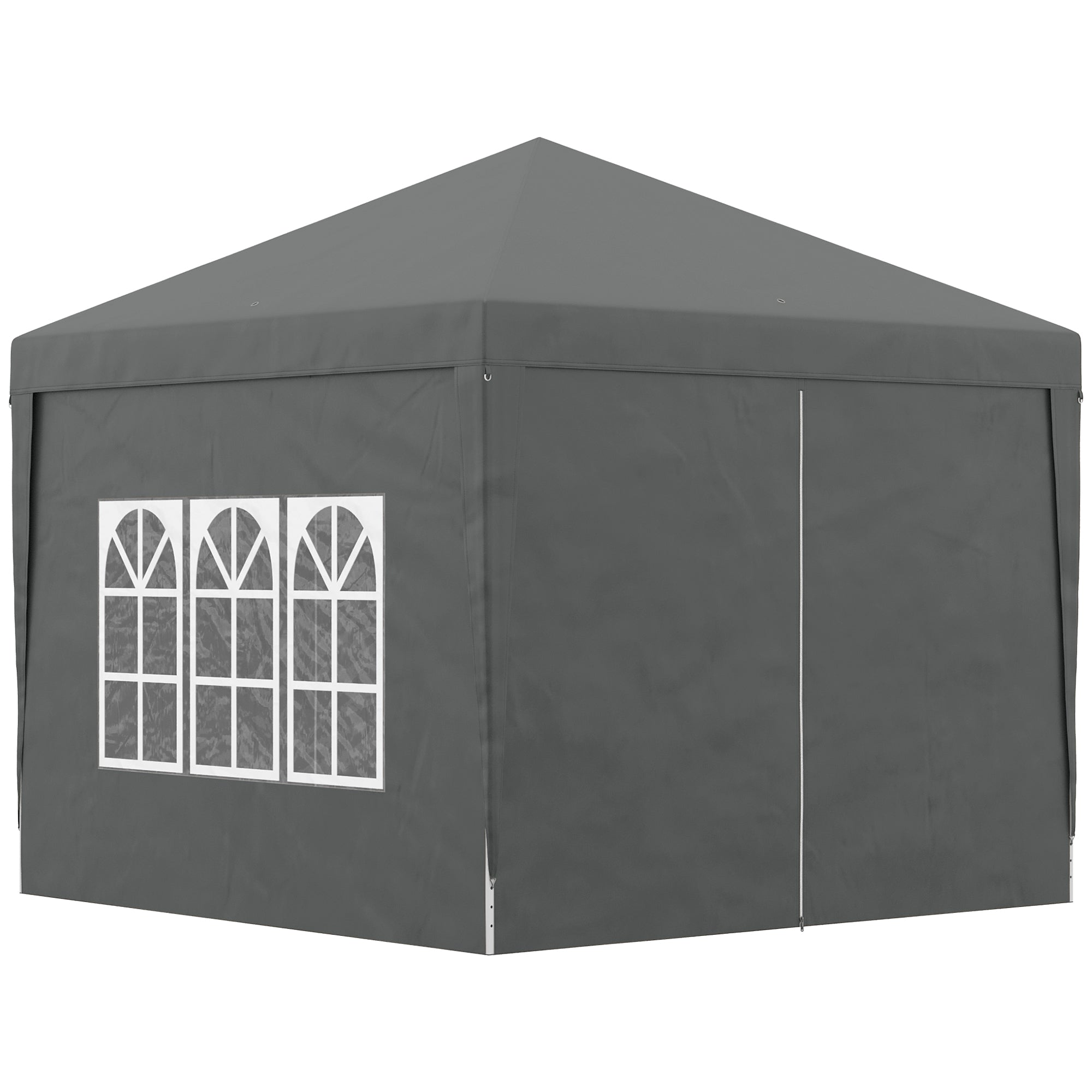 Outdoor Garden Gazebo Pop-Up Folding Reception Tent 3 x 3m with 4 Removable Sidewalls + Gray Carrying Bag
