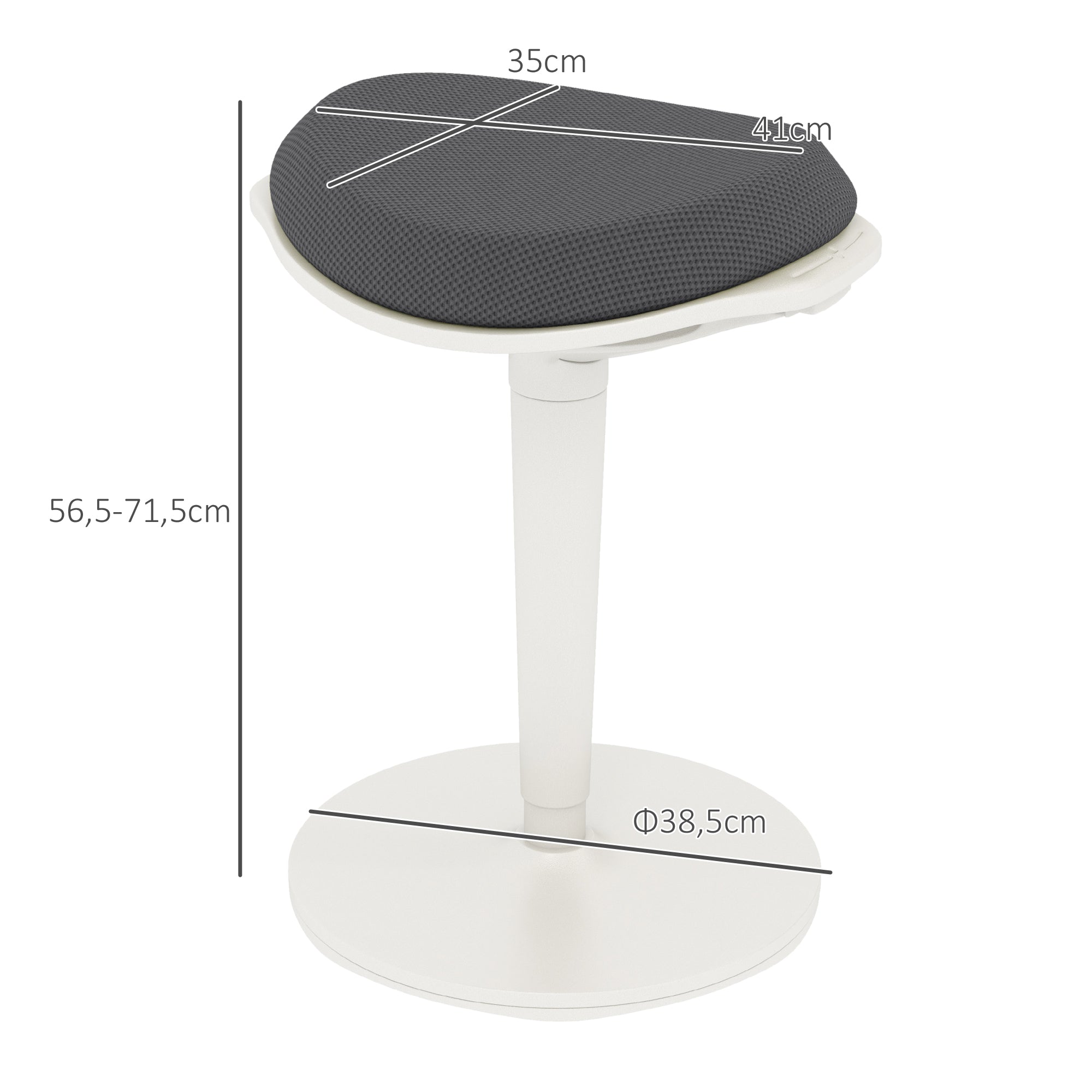 Sitting Stool, Ergonomic Office Stool, 56.5-71.5 cm Adjustable Height Work Stool, Swivel Chair for Office, Study Room, Mesh, Gray