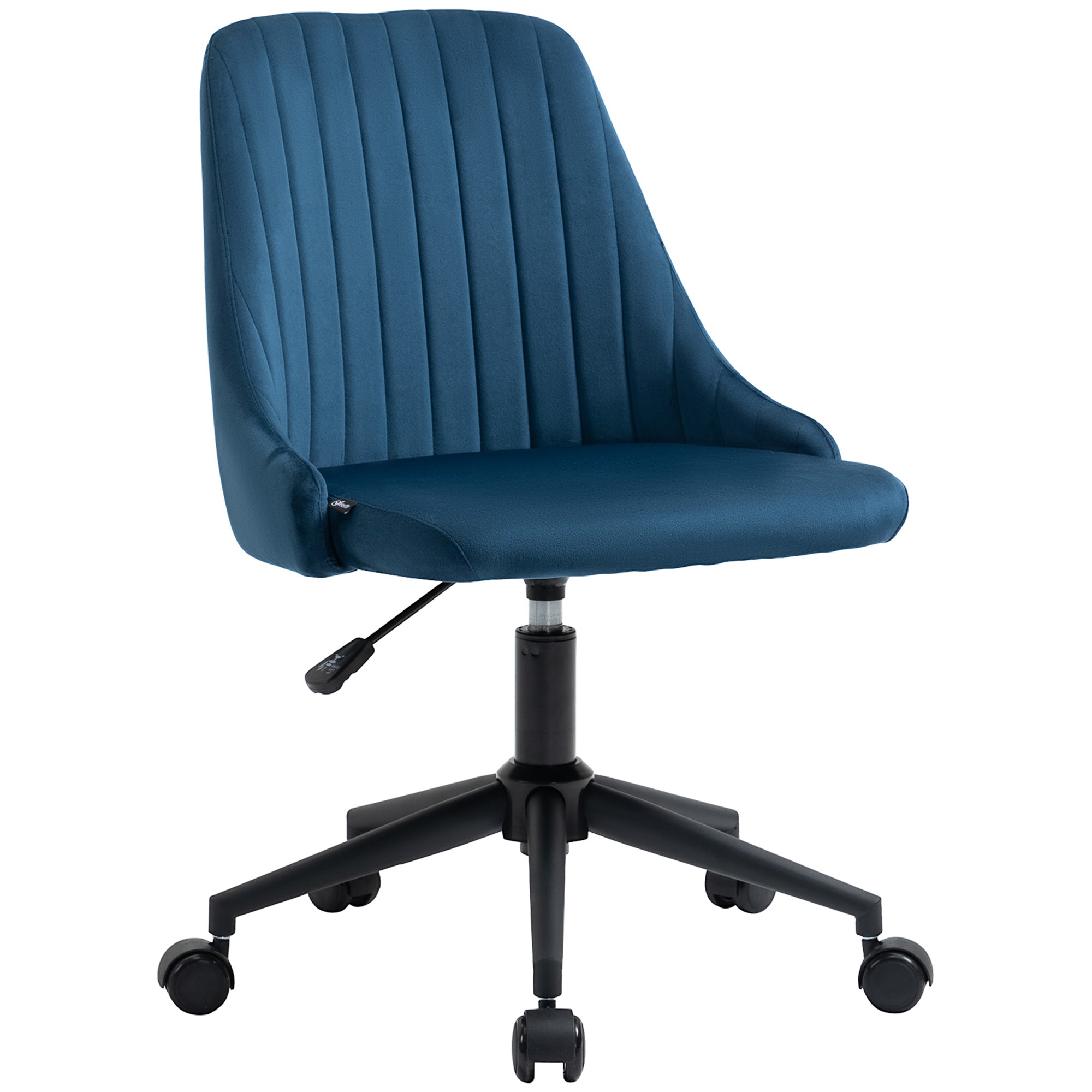 Office Chair Swivel Desk Chair Ergonomic Line Design Adjustable Height 360° Rotatable Foam Velvet Polyester Blue 50 x 58 x 77-87 cm
