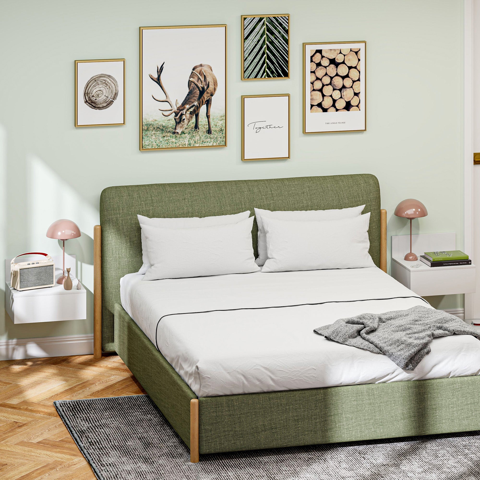 Set of 2 Floating Bedside Tables Nightstands for Bedroom with Drawer Bedside Tables for Bedroom Living Room Home 43x36.5x30.5 cm White