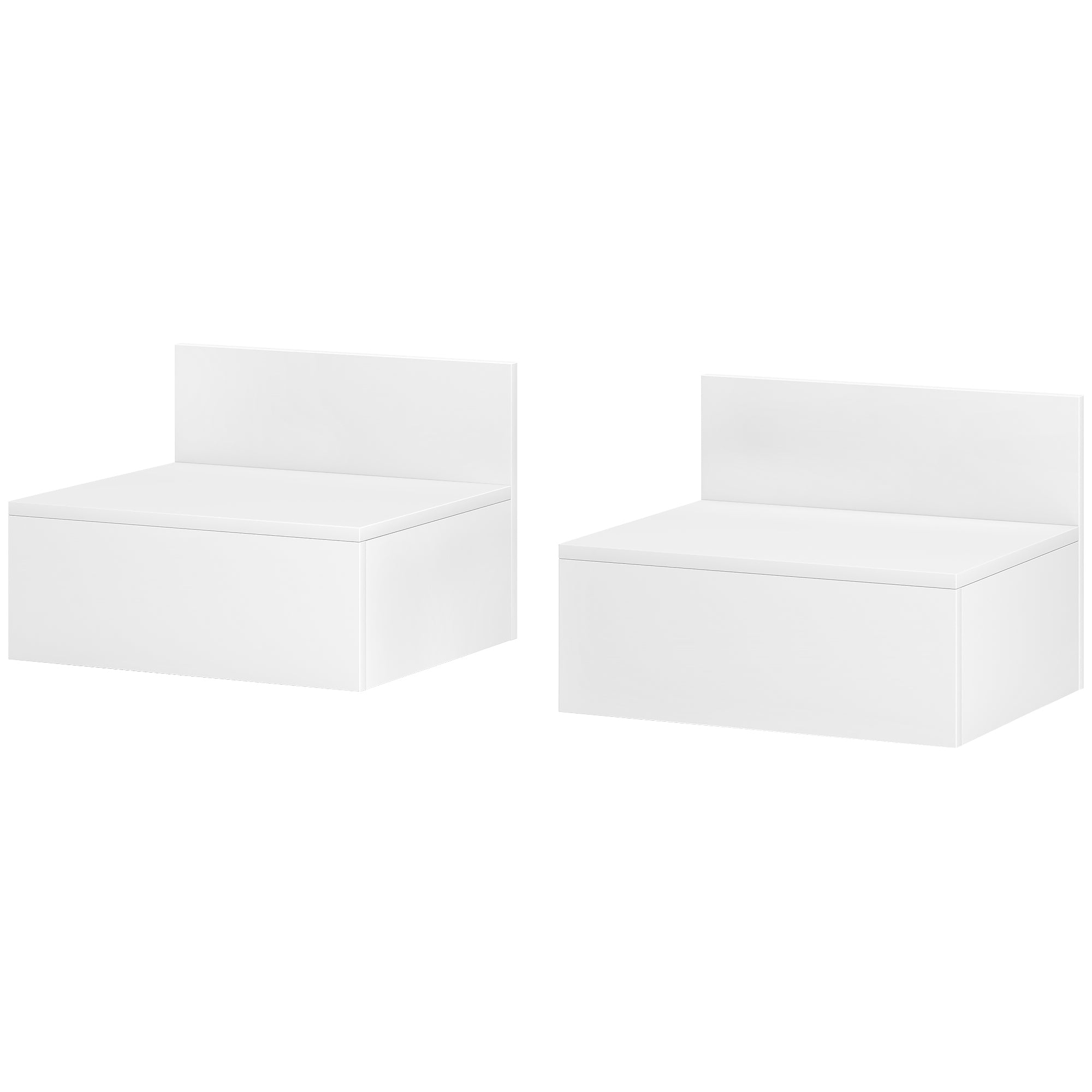 Set of 2 Floating Bedside Tables Nightstands for Bedroom with Drawer Bedside Tables for Bedroom Living Room Home 43x36.5x30.5 cm White