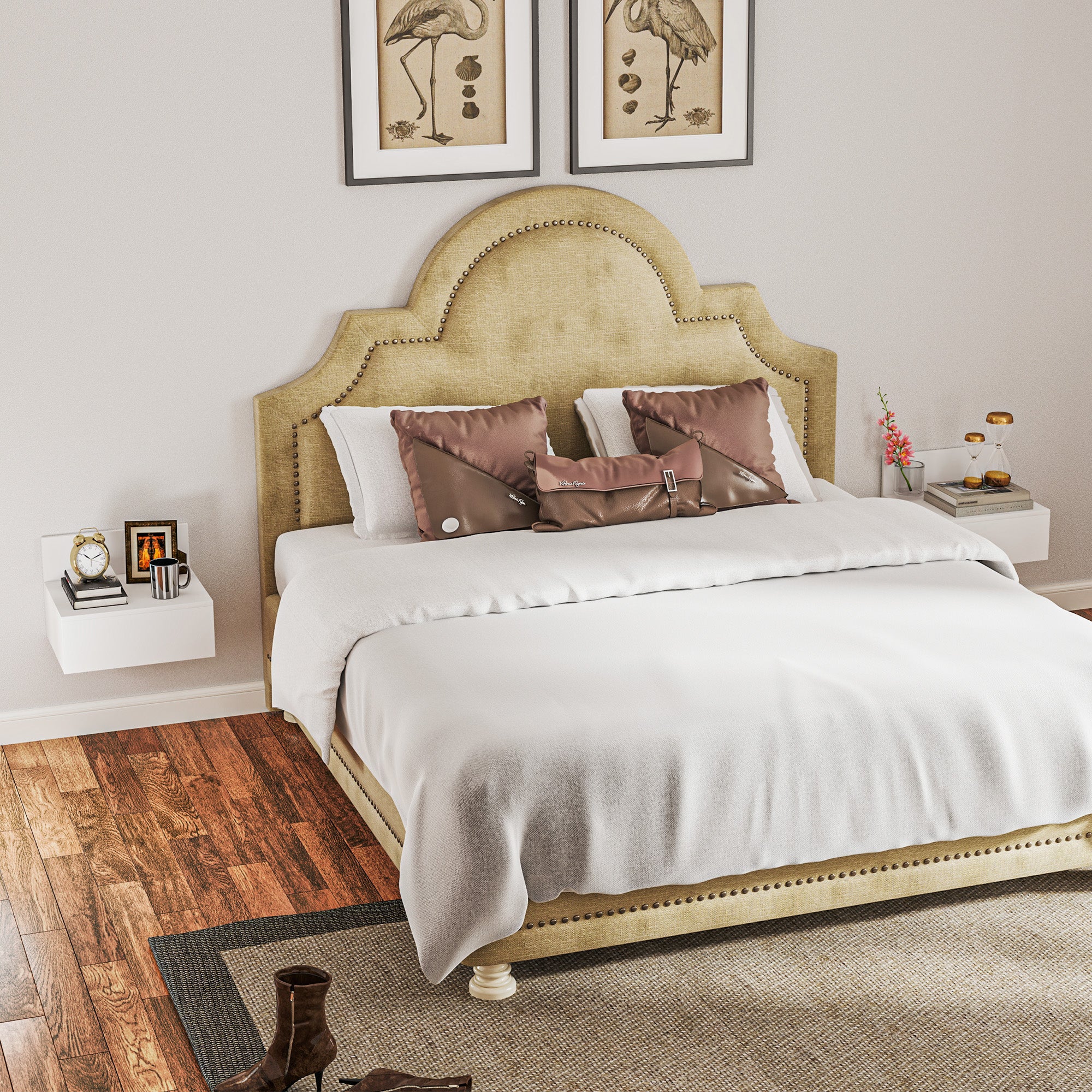 Set of 2 Floating Bedside Tables Nightstands for Bedroom with Drawer Bedside Tables for Bedroom Living Room Home 43x36.5x30.5 cm White