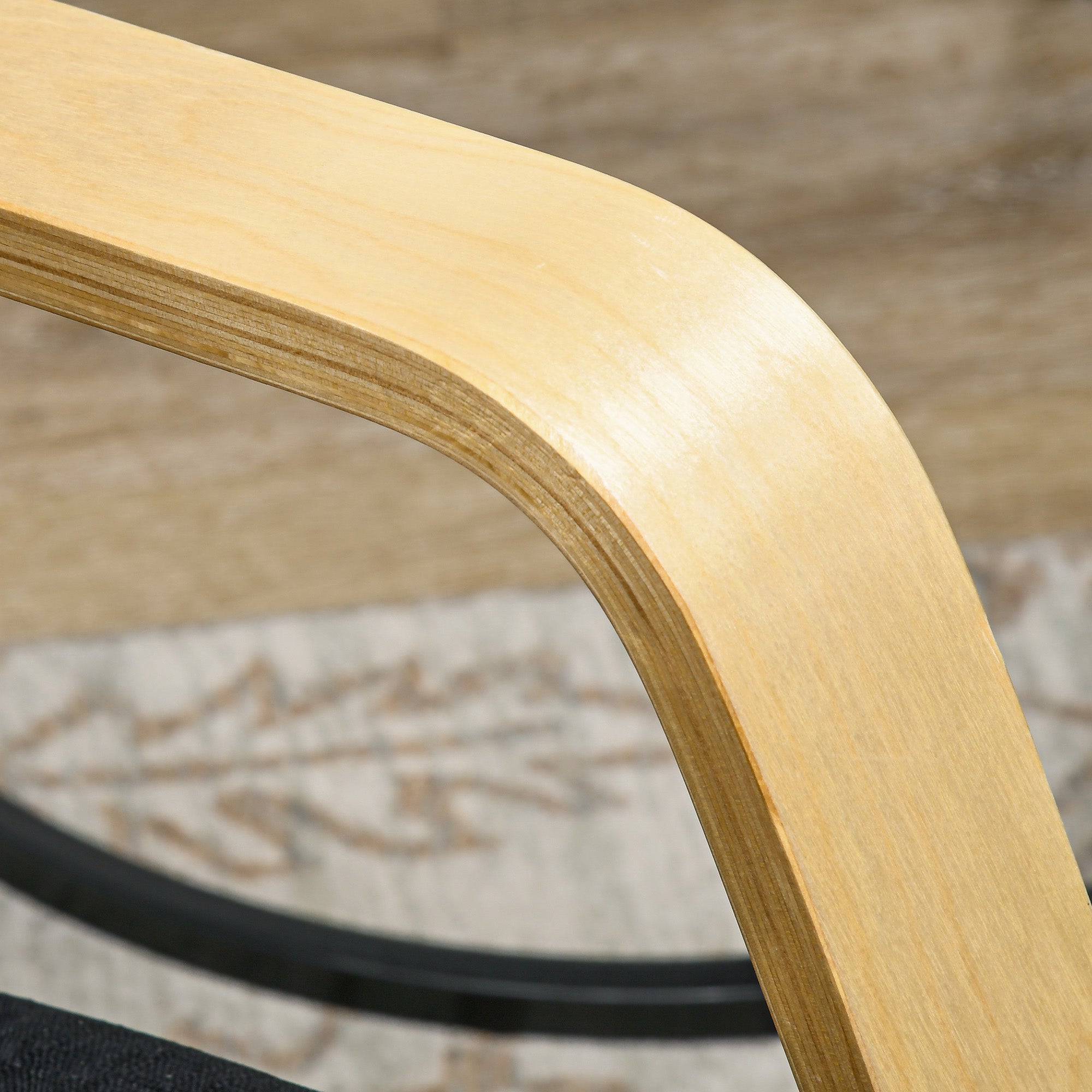 Rocking Chair Nursing Relax Lounge Chair with Adjustable Footrest, Side Pocket, and Headrest, Rocking Chair for Bedroom, 67 x 110 x 91 cm Black