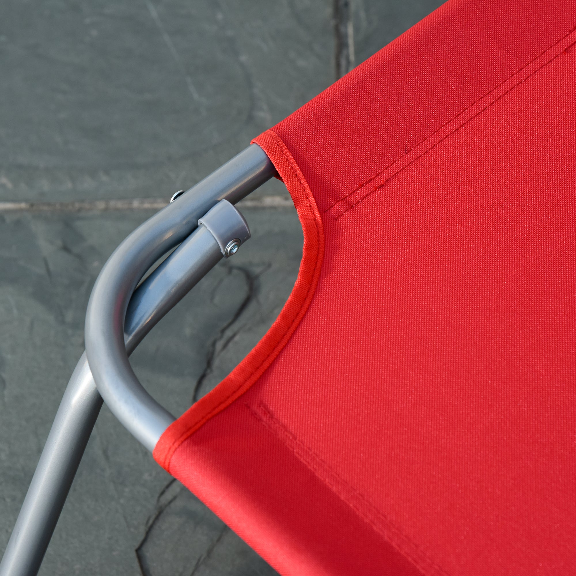 Foldable Sun Lounger Garden Lounger, Lounge Chair with 5-Position Adjustable Backrest, Weather-Resistant Camping Lounger, Garden Chair for up to 120 kg, for Garden Vacation Outdoor Beach Pool, Red