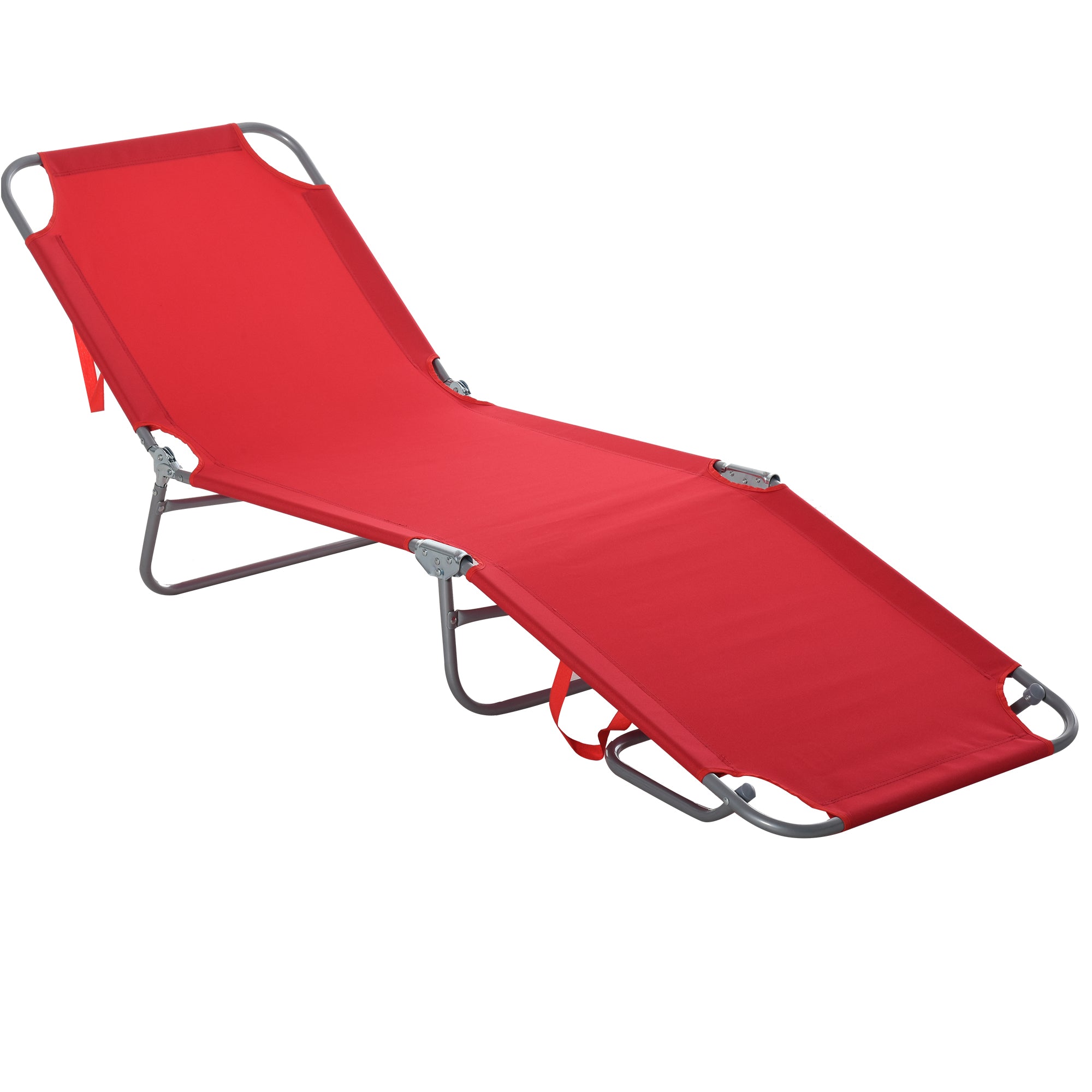 Foldable Sun Lounger Garden Lounger, Lounge Chair with 5-Position Adjustable Backrest, Weather-Resistant Camping Lounger, Garden Chair for up to 120 kg, for Garden Vacation Outdoor Beach Pool, Red
