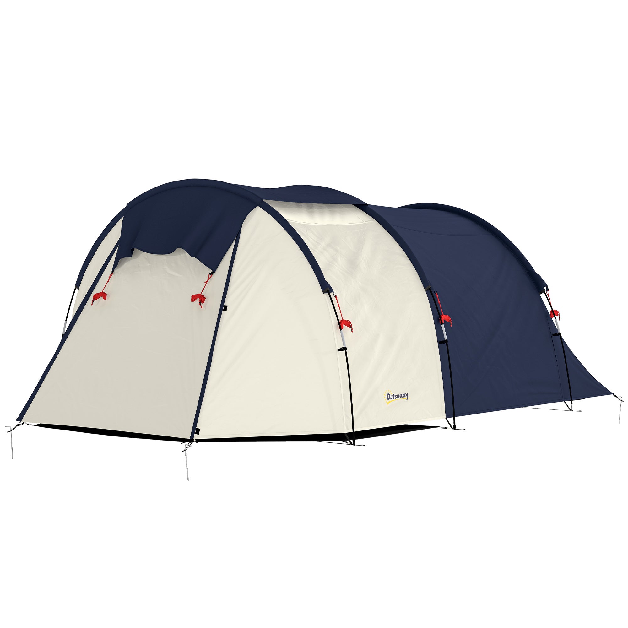 4-Person Tunnel Tent — Separate Living & Sleeping Areas, 3000mm Waterproof, Carry Bag — Navy & Cream