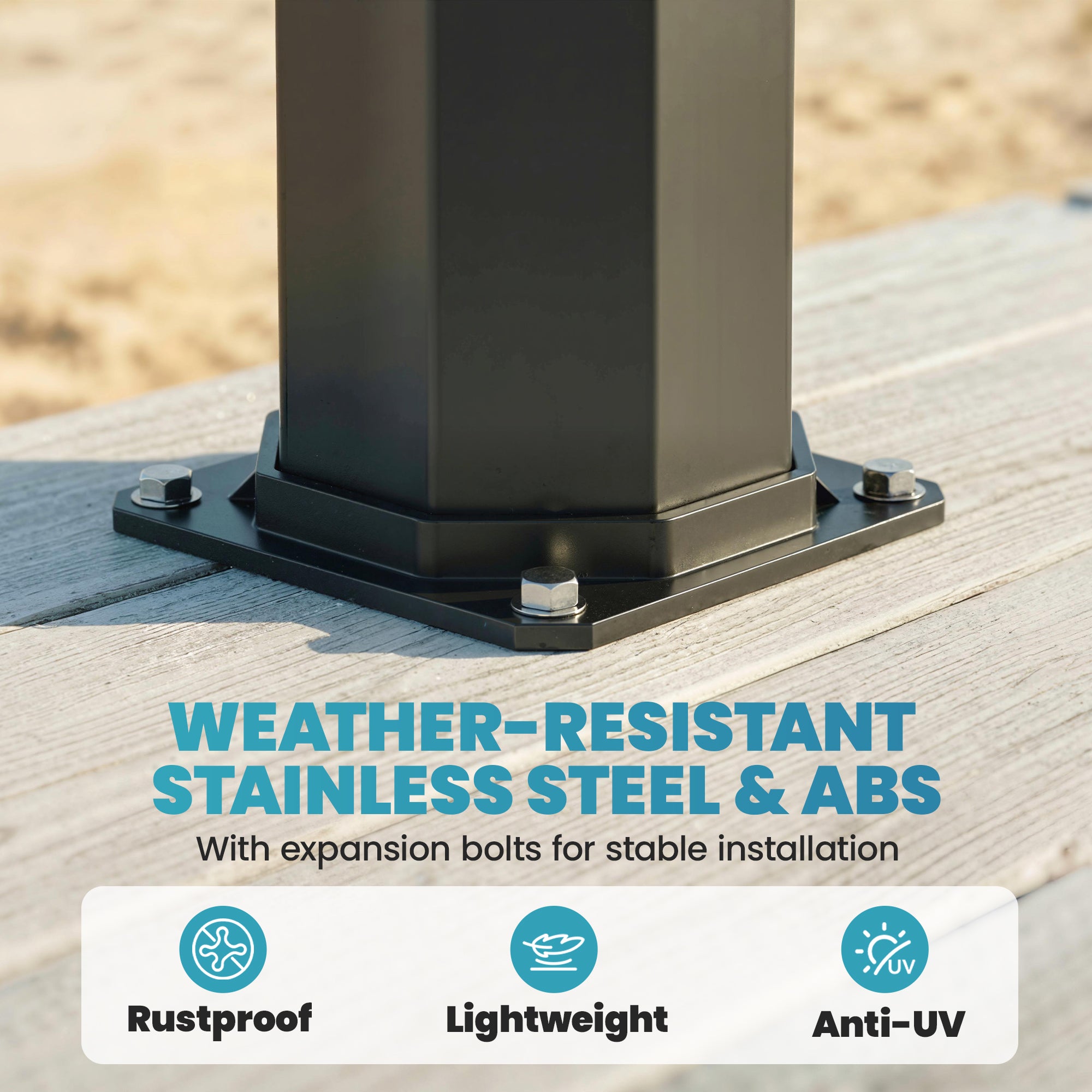 60L Solar Garden Shower with Swivel Rain Head, Adjustable Temperature (Up to 60°C / 140°F), No Power Required