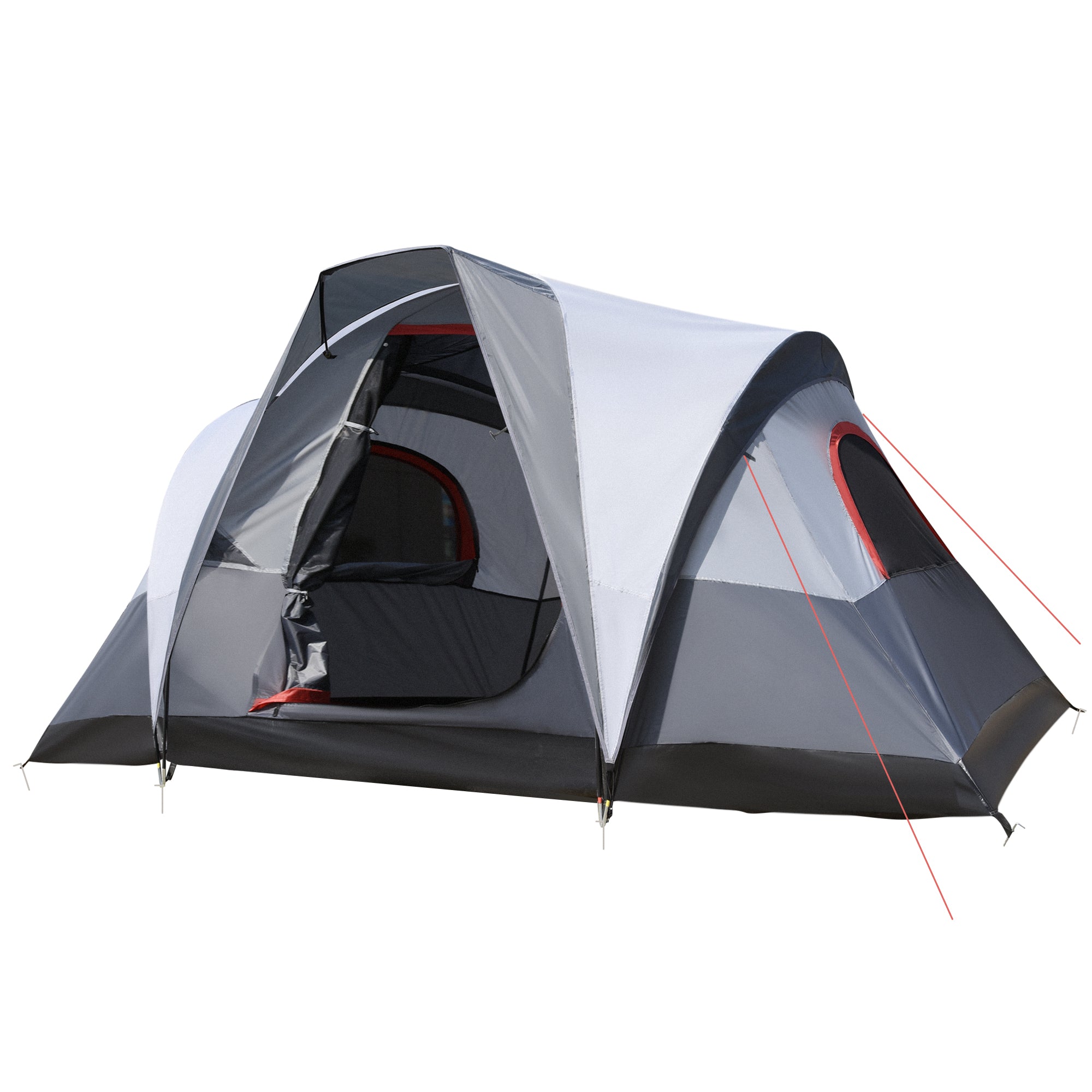 Camping Tent for 2-3 Persons, 3 to 4 Seasons Waterproof, Double-Layer Mesh Windows, Portable with Carrying Bag, 355 x 190 x 170 cm Gray