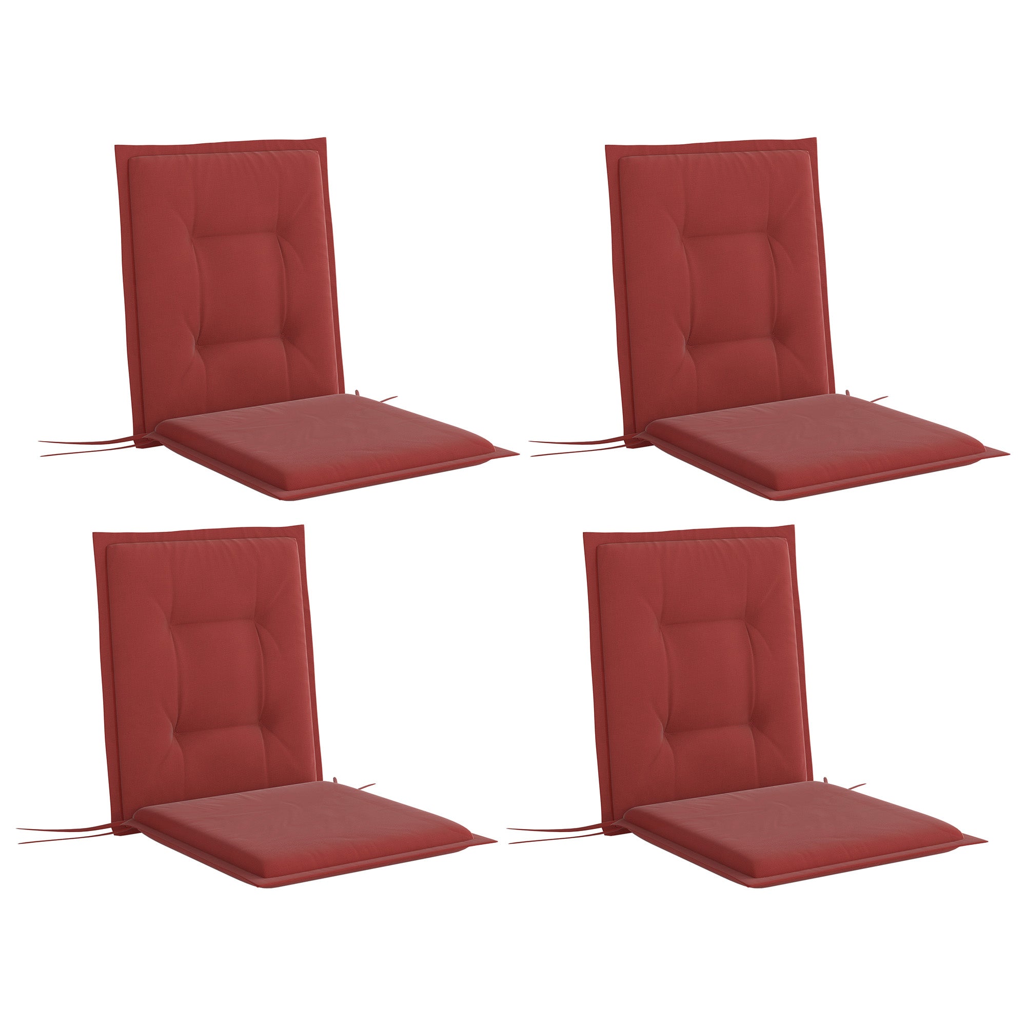 4 Piece Seat Cushion Set 108 x 50 x 5 cm Chair Cushions with Straps, Outdoor Indoor Seat Pad, Seat Pillow, Bench Cushion for Garden Furniture, Dining Chair, Burgundy