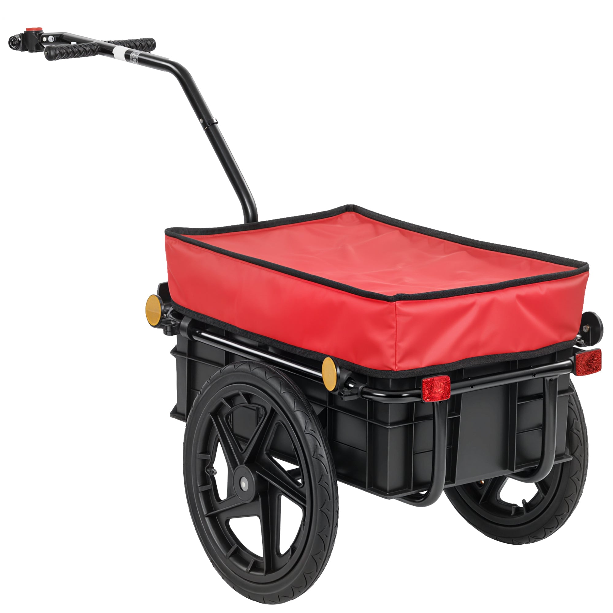 Bicycle Cargo Trailer 40 kg — Hand Cart with Waterproof Oxford Cover, Reflectors, Steel Frame & Handles, 144 x 59 x 80 cm, Red & Black