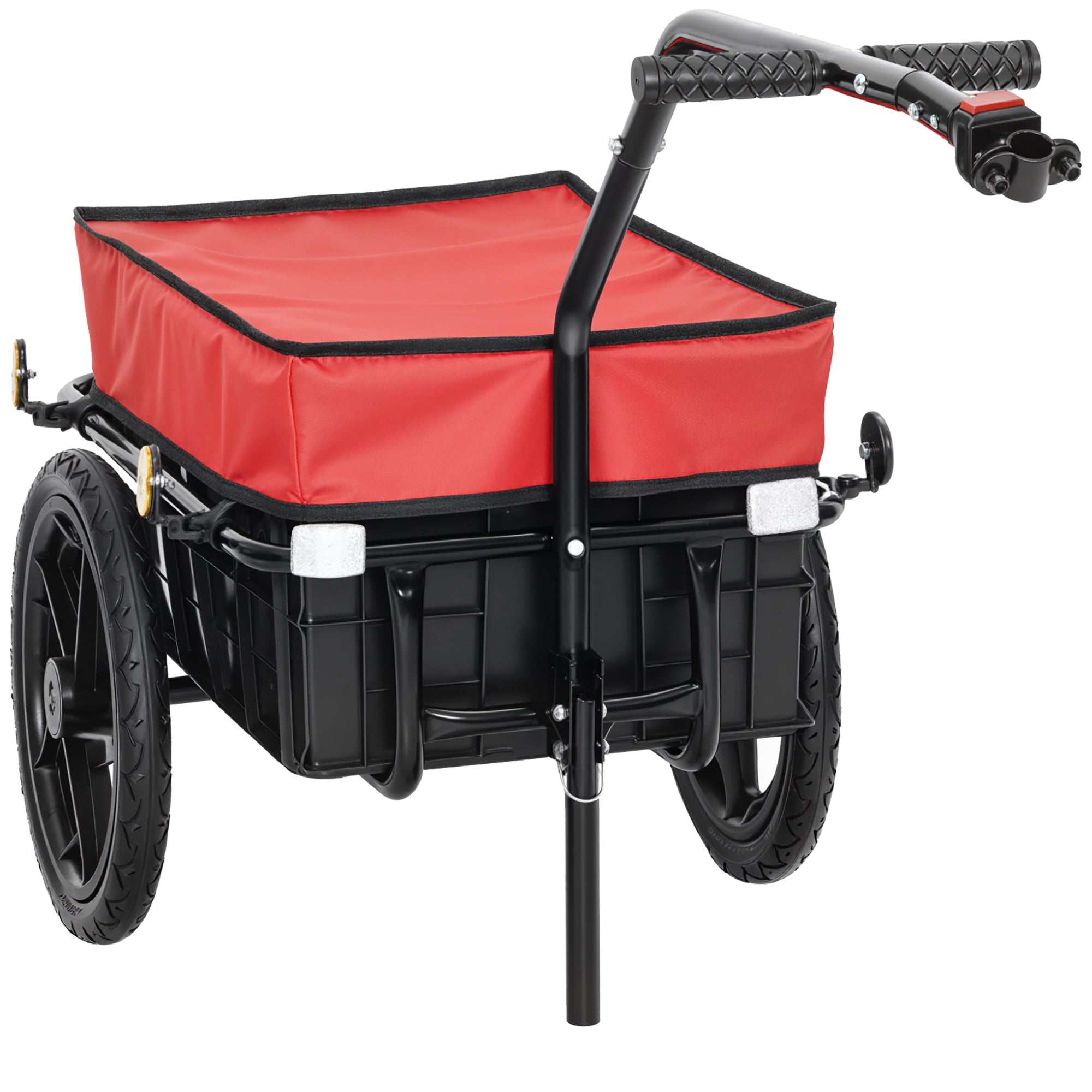 Bicycle Cargo Trailer 40 kg — Hand Cart with Waterproof Oxford Cover, Reflectors, Steel Frame & Handles, 144 x 59 x 80 cm, Red & Black