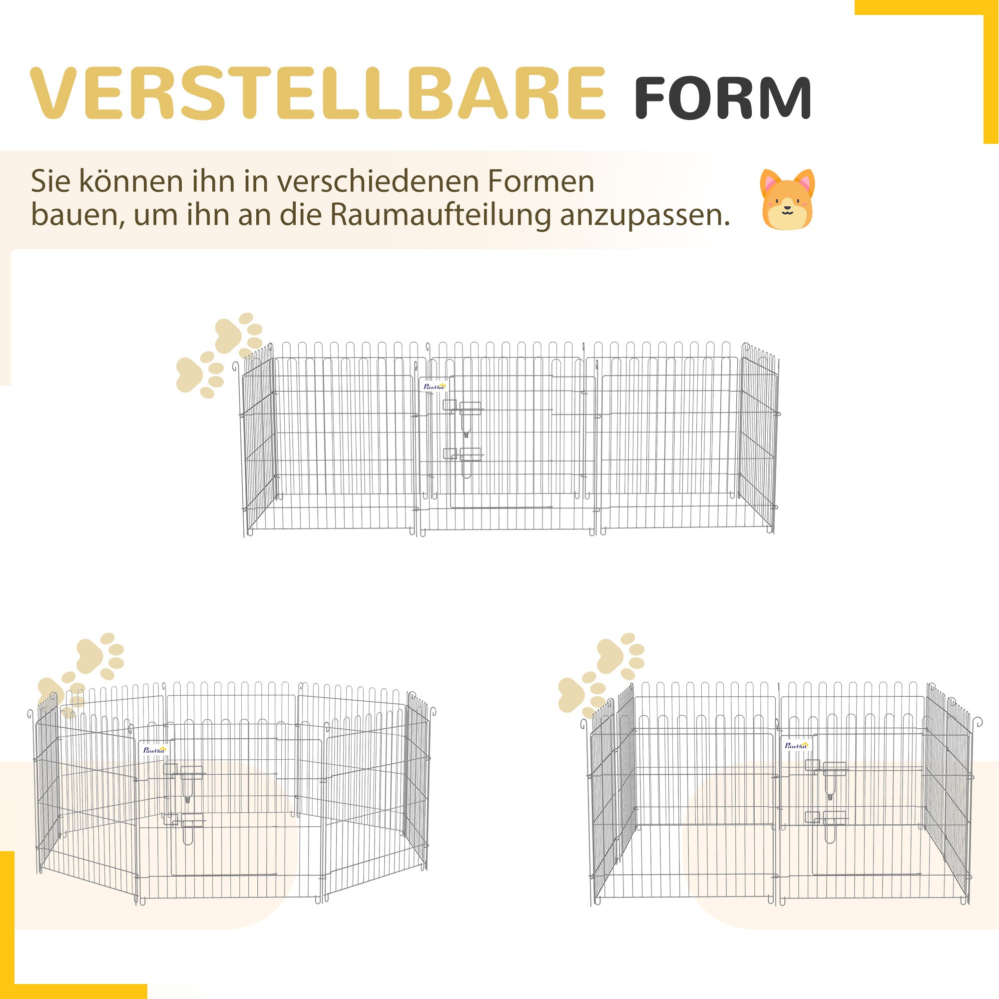 Puppy Enclosure Puppy Playpen Puppy Fence Playpen Puppy Gate for Animals 8-piece W63 x H60 cm