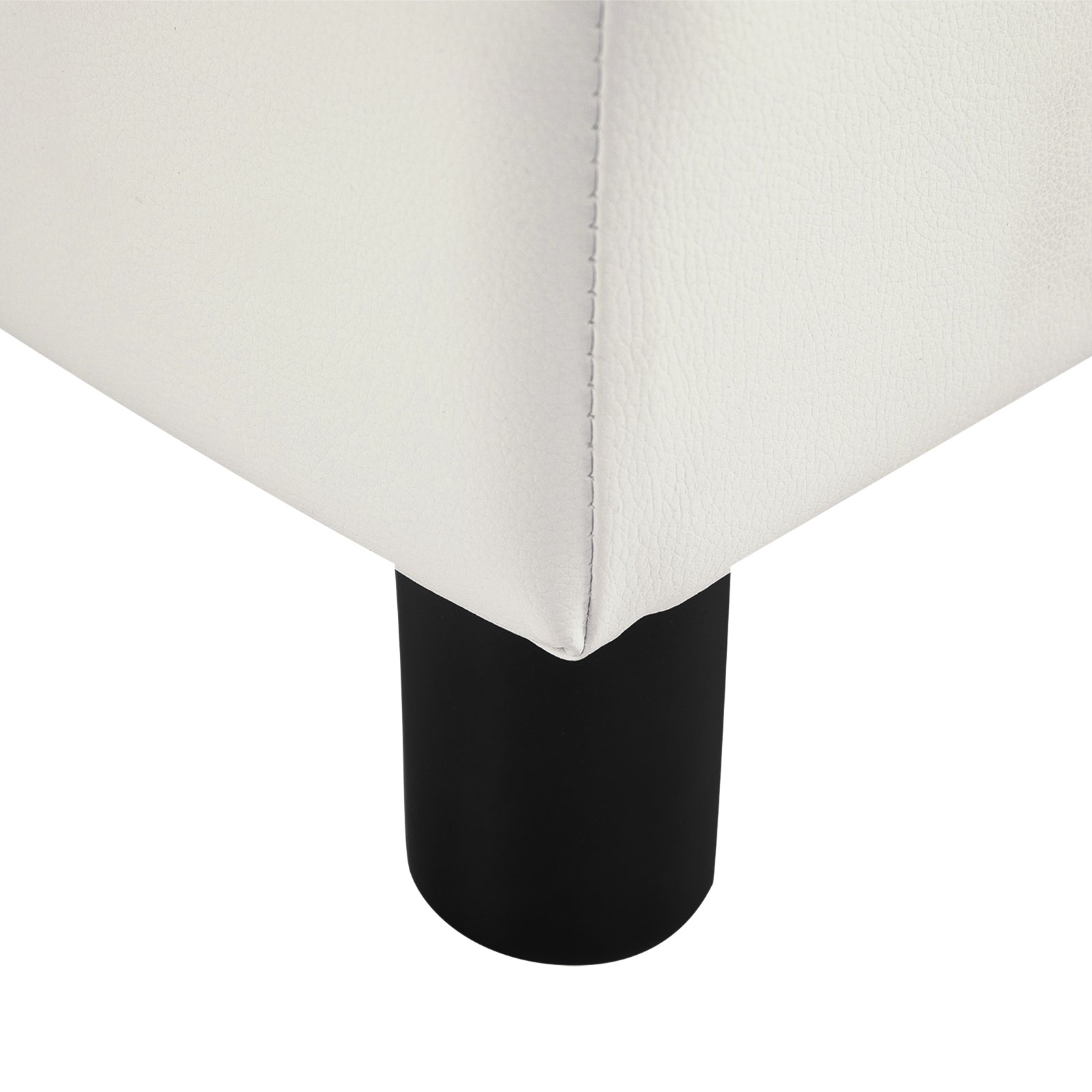 Footstool with Faux Leather Modern Ottoman Footrest for Bedroom, Living Room, White