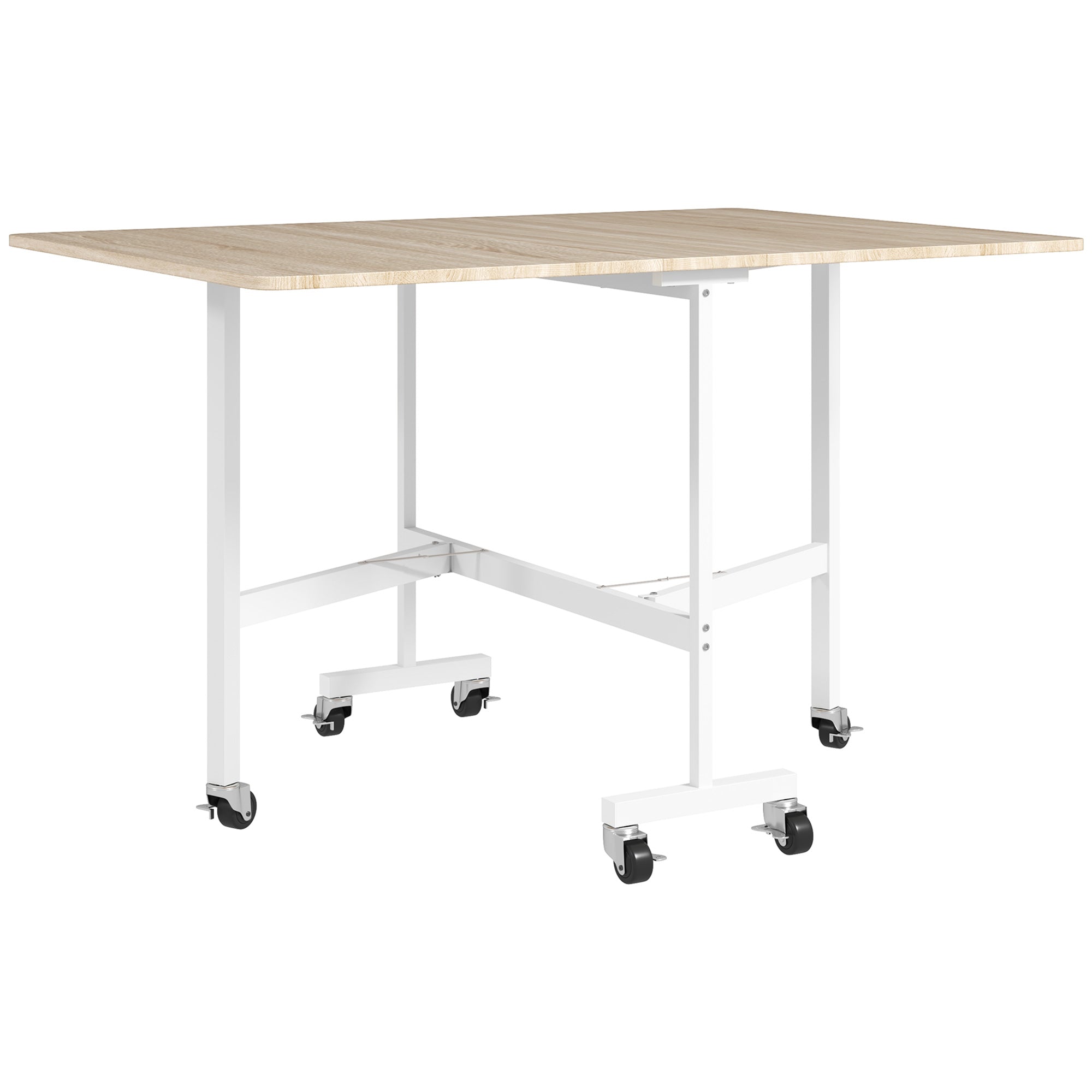 Folding Dining Table for 4-6 People Folding Kitchen Table with Wheels and Drop Leaves Foldable Table for Kitchen Living Room 120x80x73 cm Oak