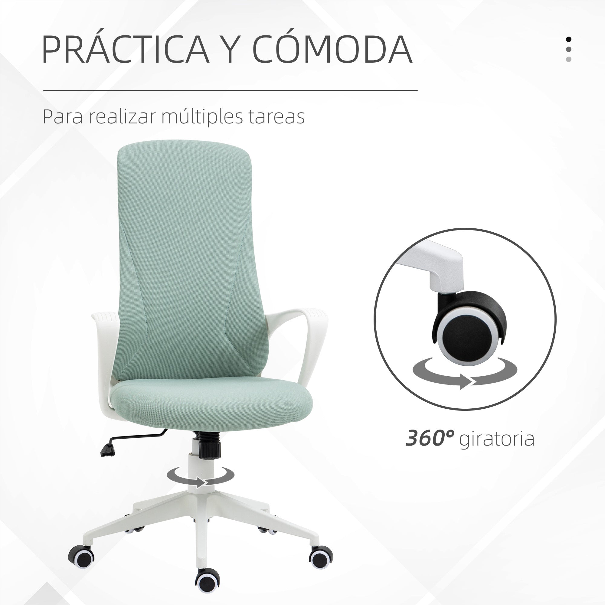 Swivel Office Chair Youth Desk Chair with Adjustable Height Tilt Function Armrests and High Back 62x56x110-119.5 cm Green