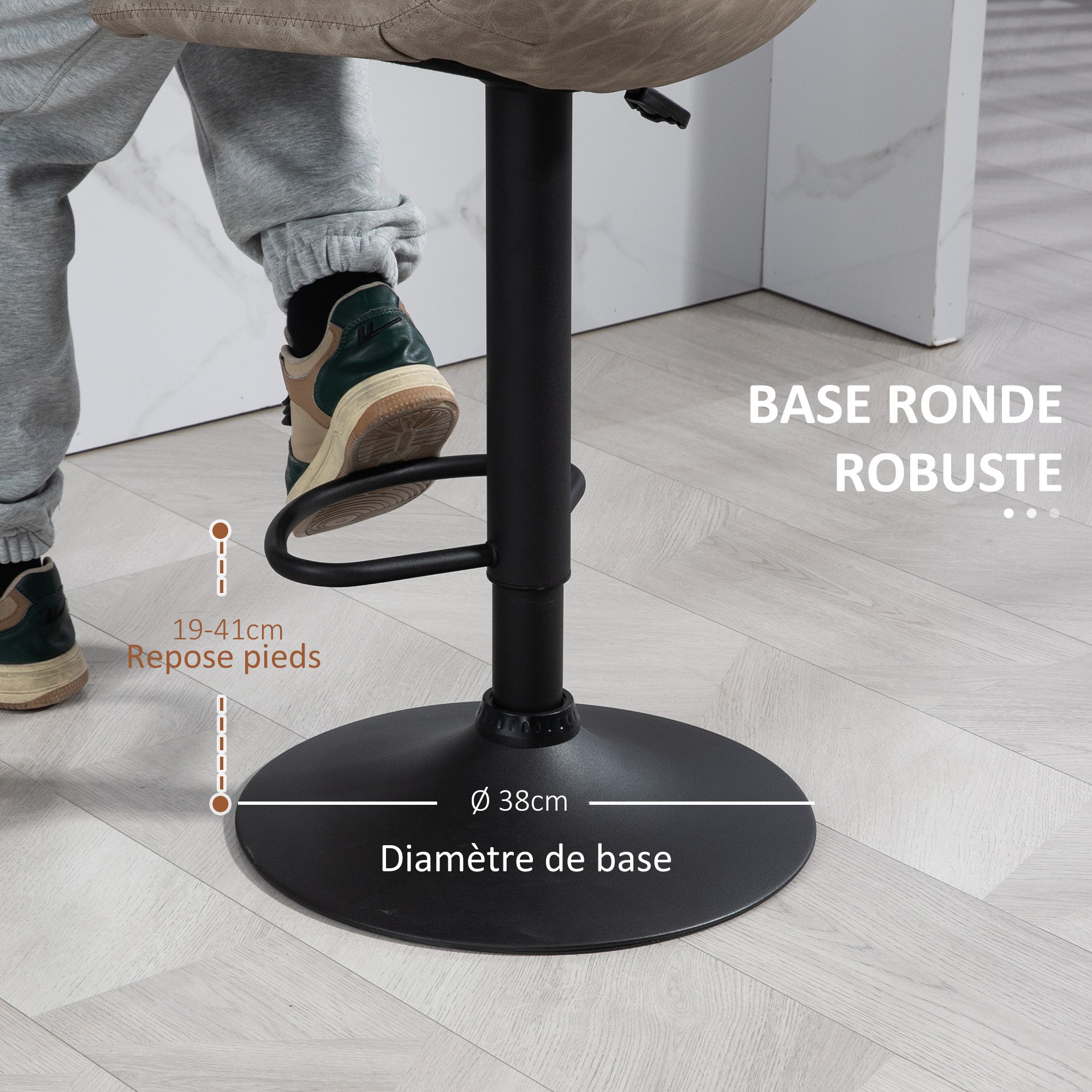 Set of 2 vintage style adjustable swivel bar stools with synthetic upholstery - beige - adjustable height 60-81H cm