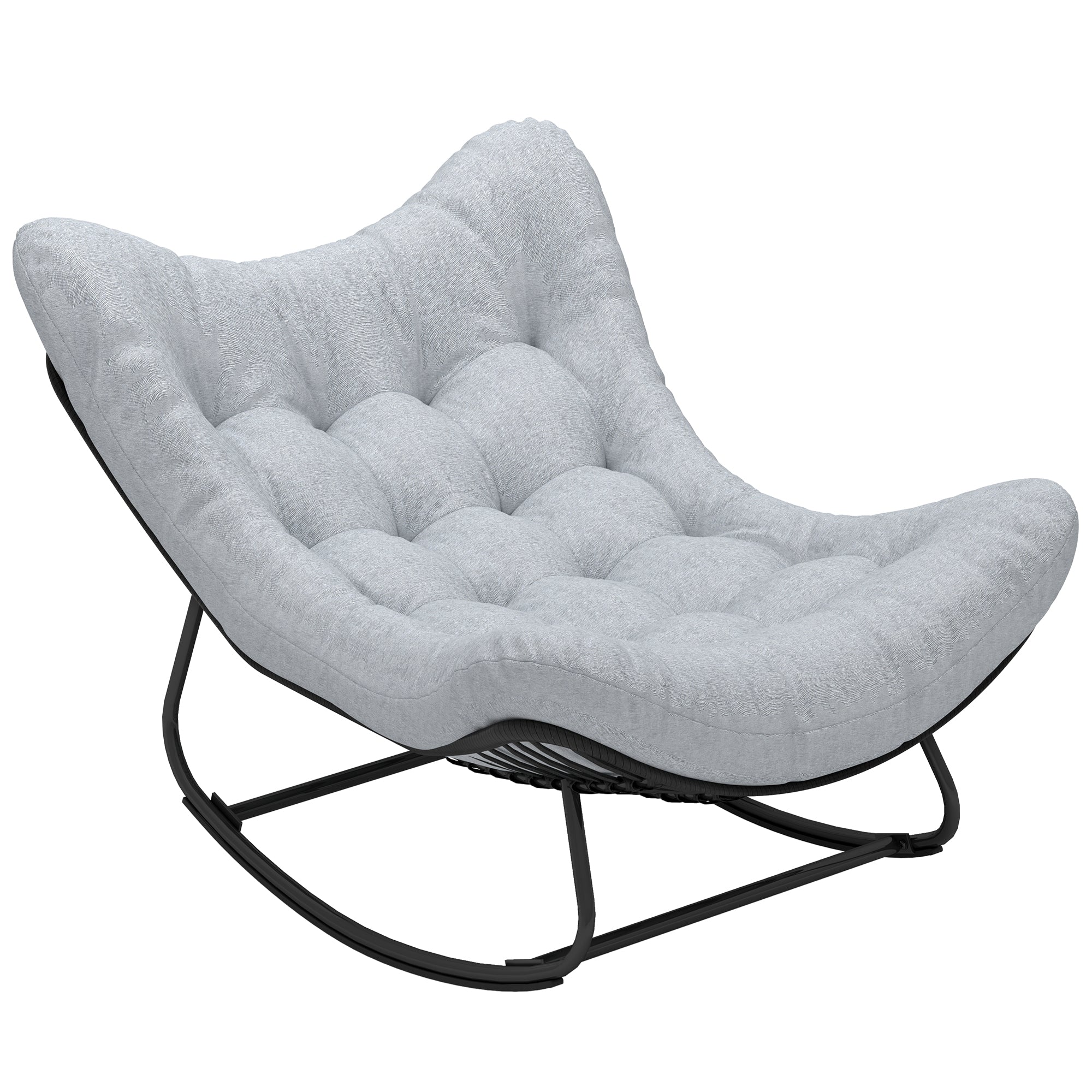 Rattan Swinging Chair Garden Bench with Steel Frame Cushion, Swinging Bench Garden Swing Outdoor Bench Seat Garden Furniture Park Bench for Garden Terrace Park 98 x 111 x 74 cm Gray