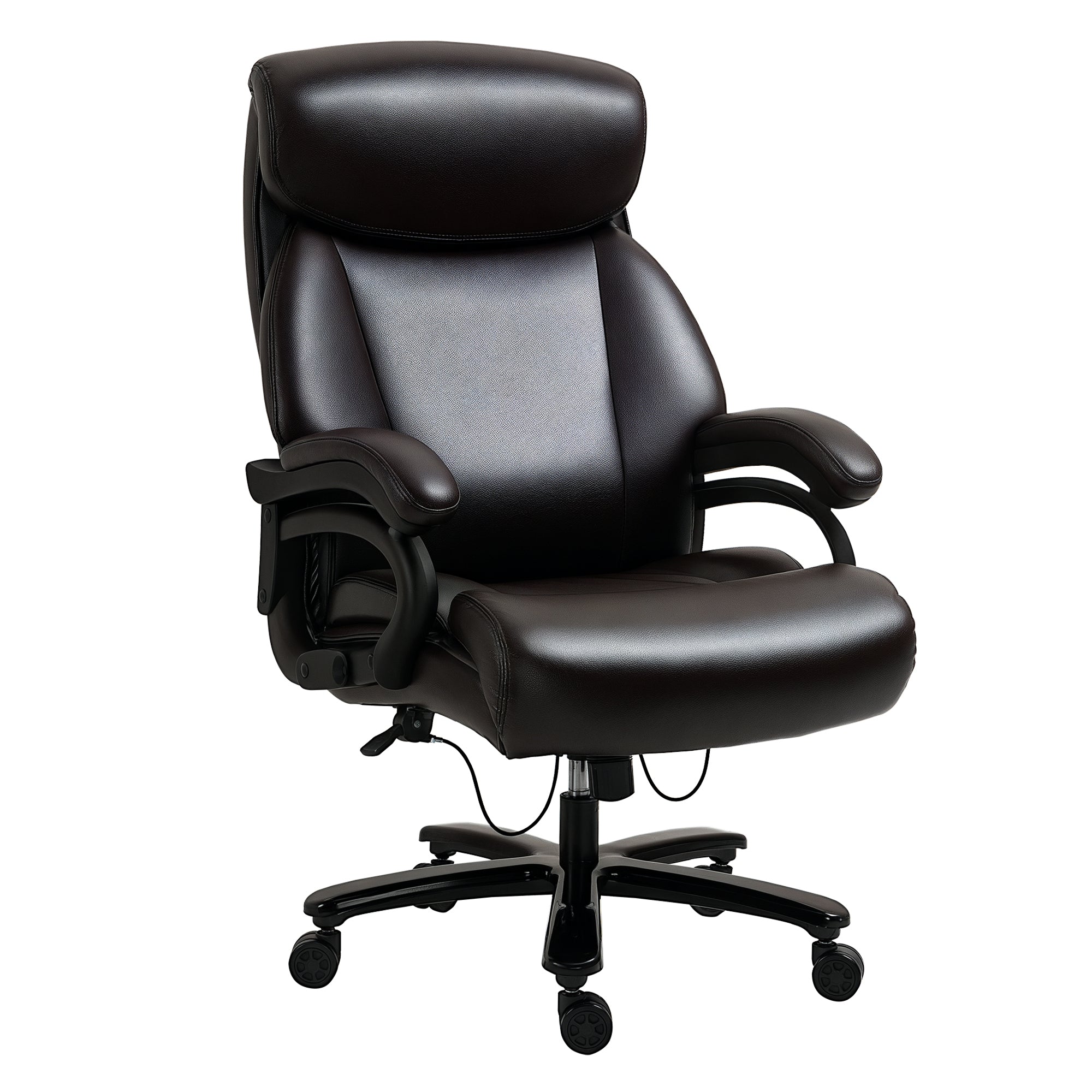 Office Chair Executive Gaming Chair Swivel Chair Rocking Function Thick Padding 180 kg Capacity Ergonomic Design Height Adjustable Faux Leather Brown 72x83x114-122 cm