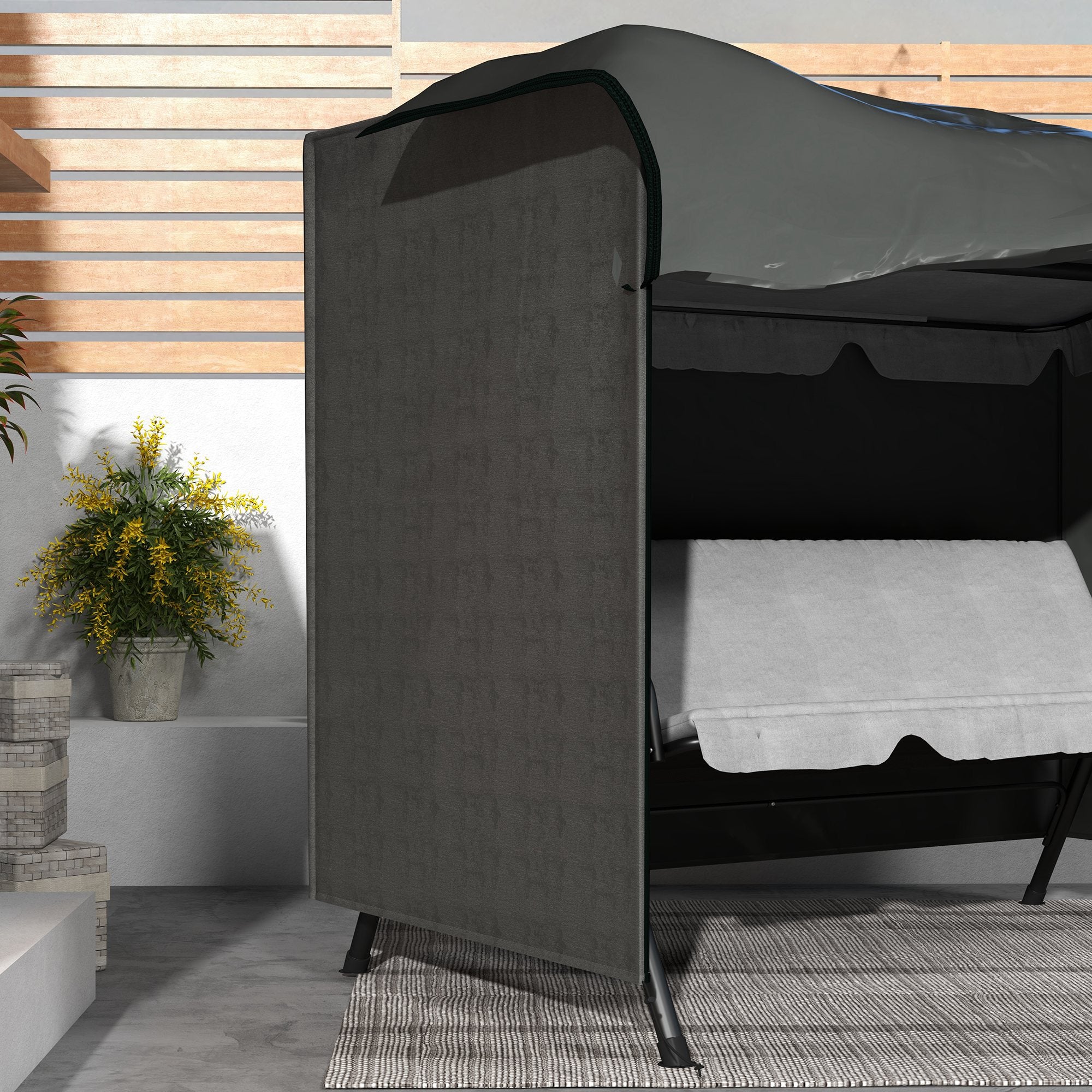 Hollywood Swing Cover 3 Seater, Water Resistant Winterproof Protective Cover for Garden Swing, UV Resistant Tarpaulin, Cover, Tear-Resistant 600D Oxford Fabric, 205x124x164cm Dark Grey