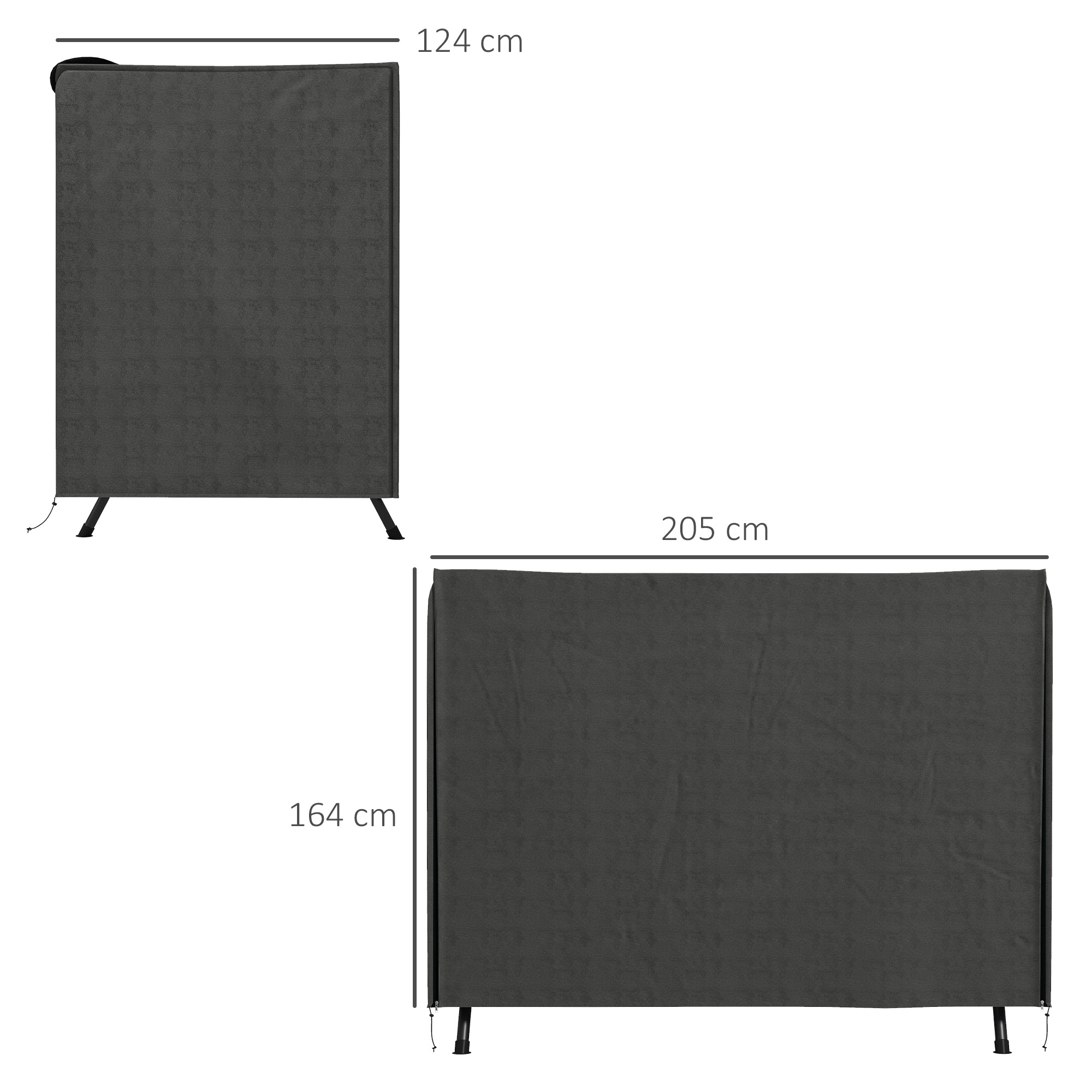 Hollywood Swing Cover 3 Seater, Water Resistant Winterproof Protective Cover for Garden Swing, UV Resistant Tarpaulin, Cover, Tear-Resistant 600D Oxford Fabric, 205x124x164cm Dark Grey