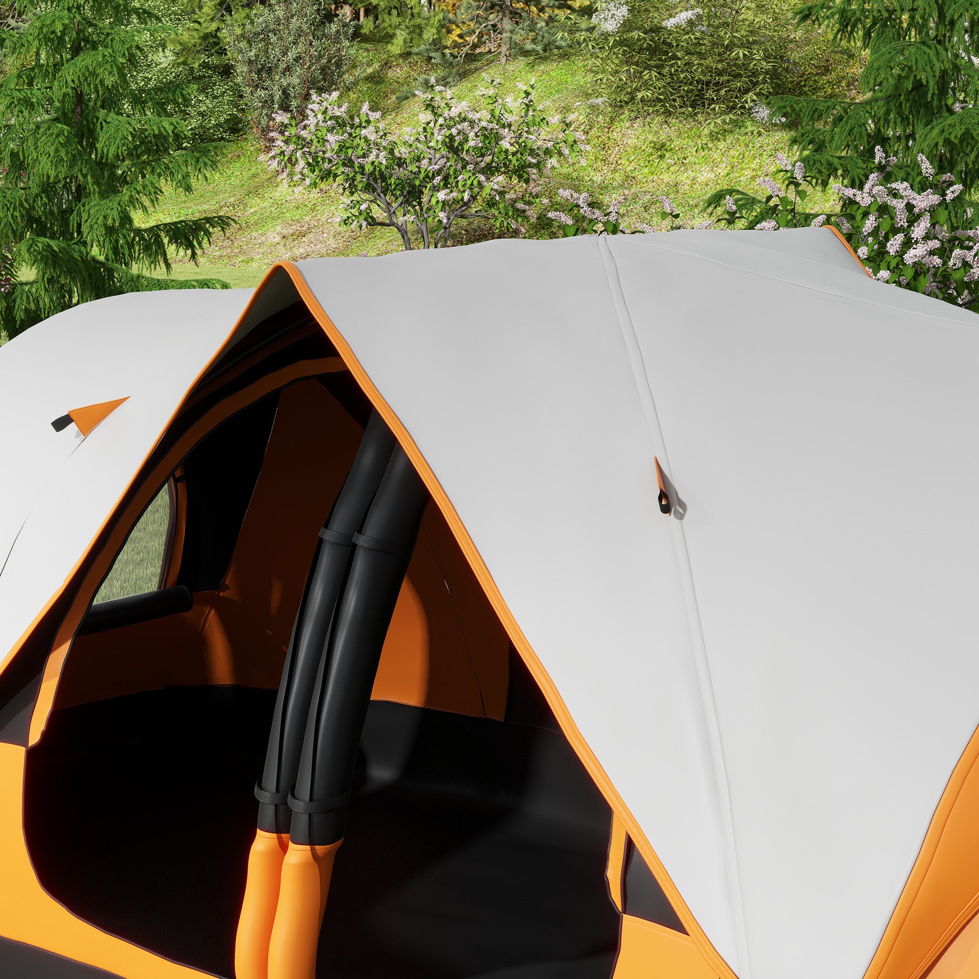 Camping Tent, Tunnel Tent for 6-8 Persons, with Light Hook, Mesh Windows, 2 Rooms Windproof Family Tent with Carrying Bag, 2000mm Waterproof Group Tent for Camping, Garden, Orange