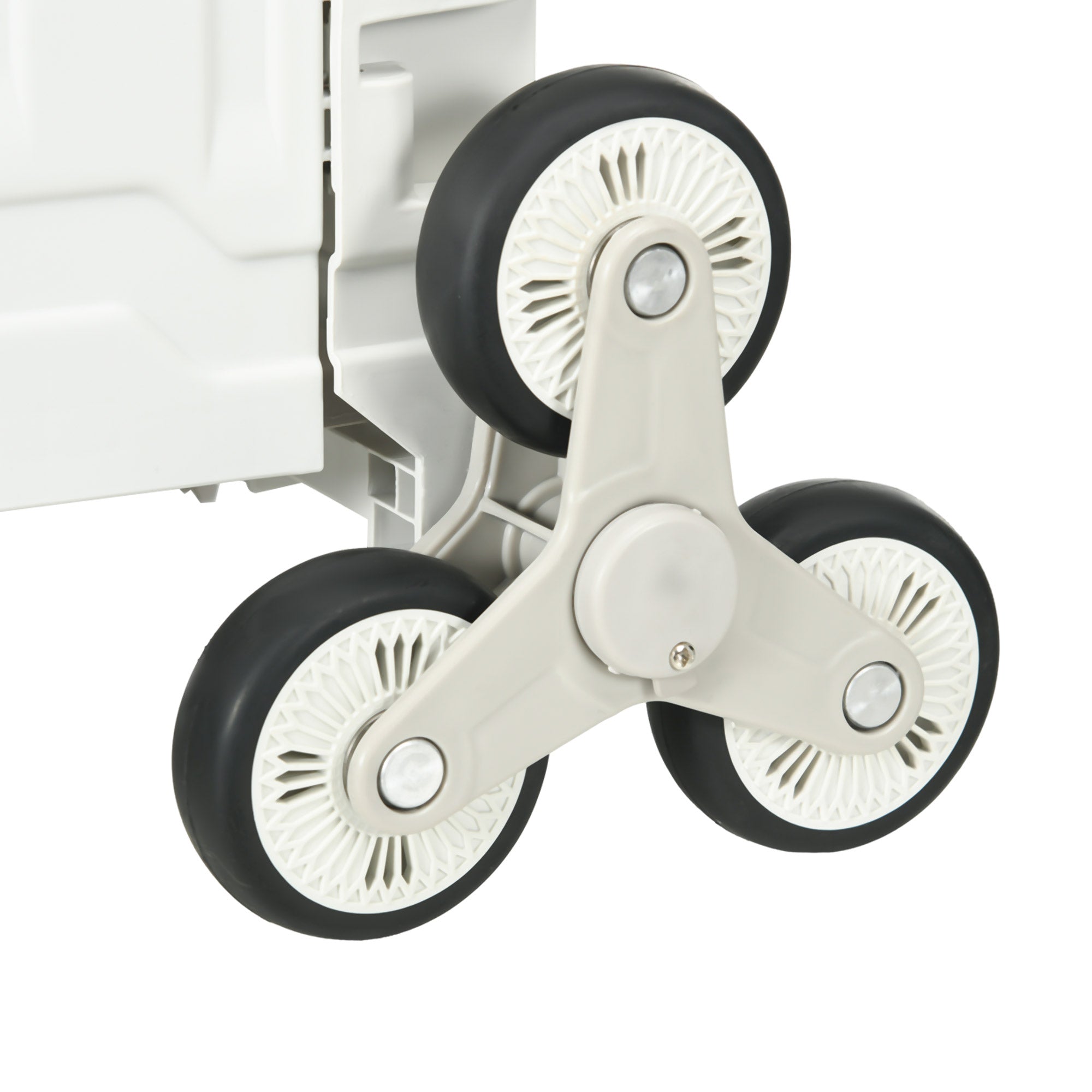 Folding Shopping Cart, Shopping Trolley with Adjustable Telescopic Handle, Stair Climber with Lid, Transport Trolley up to 80 kg Capacity, White