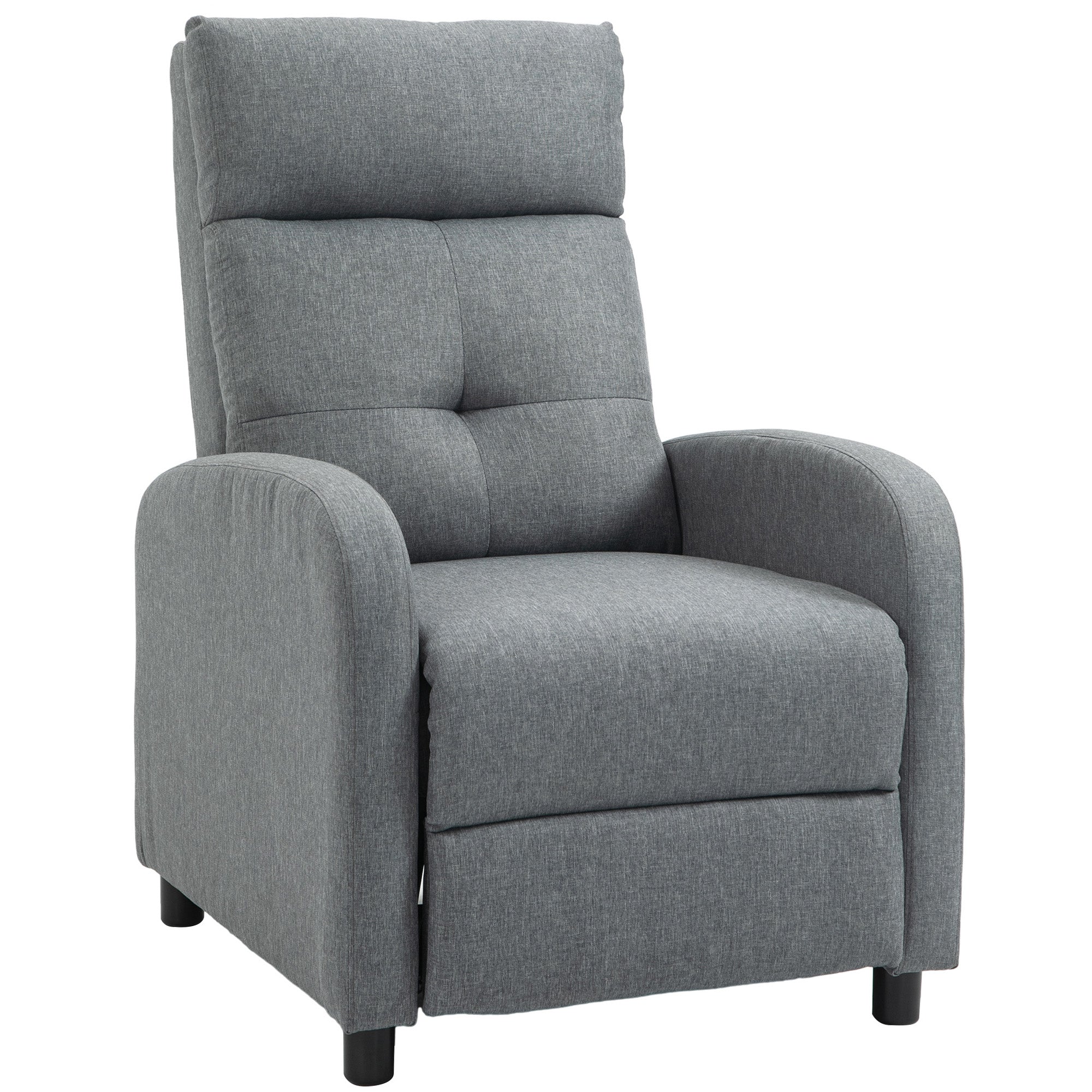 Reclining Armchair, TV Armchair with Reclining Function, TV Armchair with Linen Look, Upholstered Recliner with Pocket Spring Core, Relaxing Armchair up to 150 kg Load Capacity for Living Room, Gray