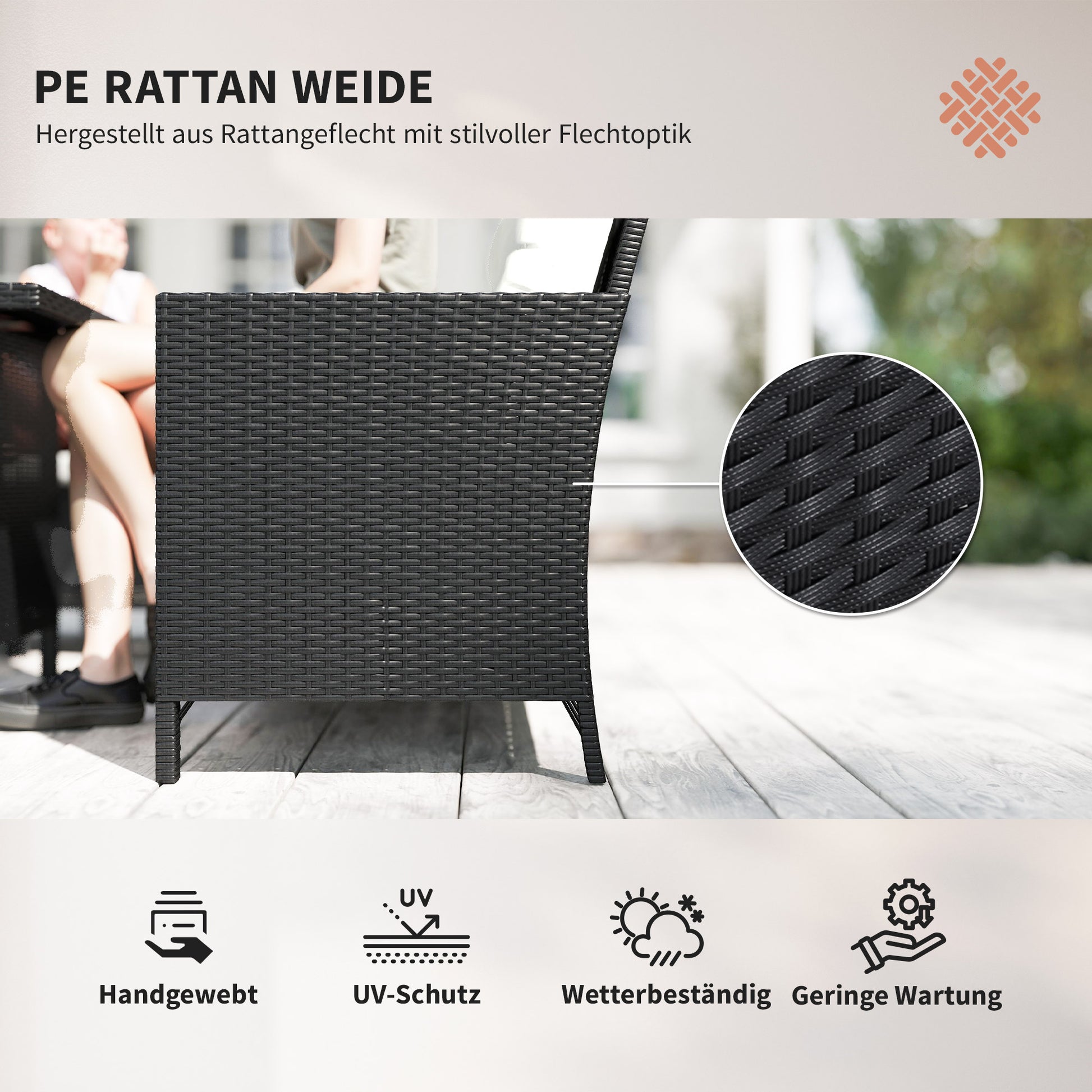 18 pcs Seating Group Lounge Garden Furniture Set Sofa Set Rattan Outdoor Patio Set, Black+Cream White