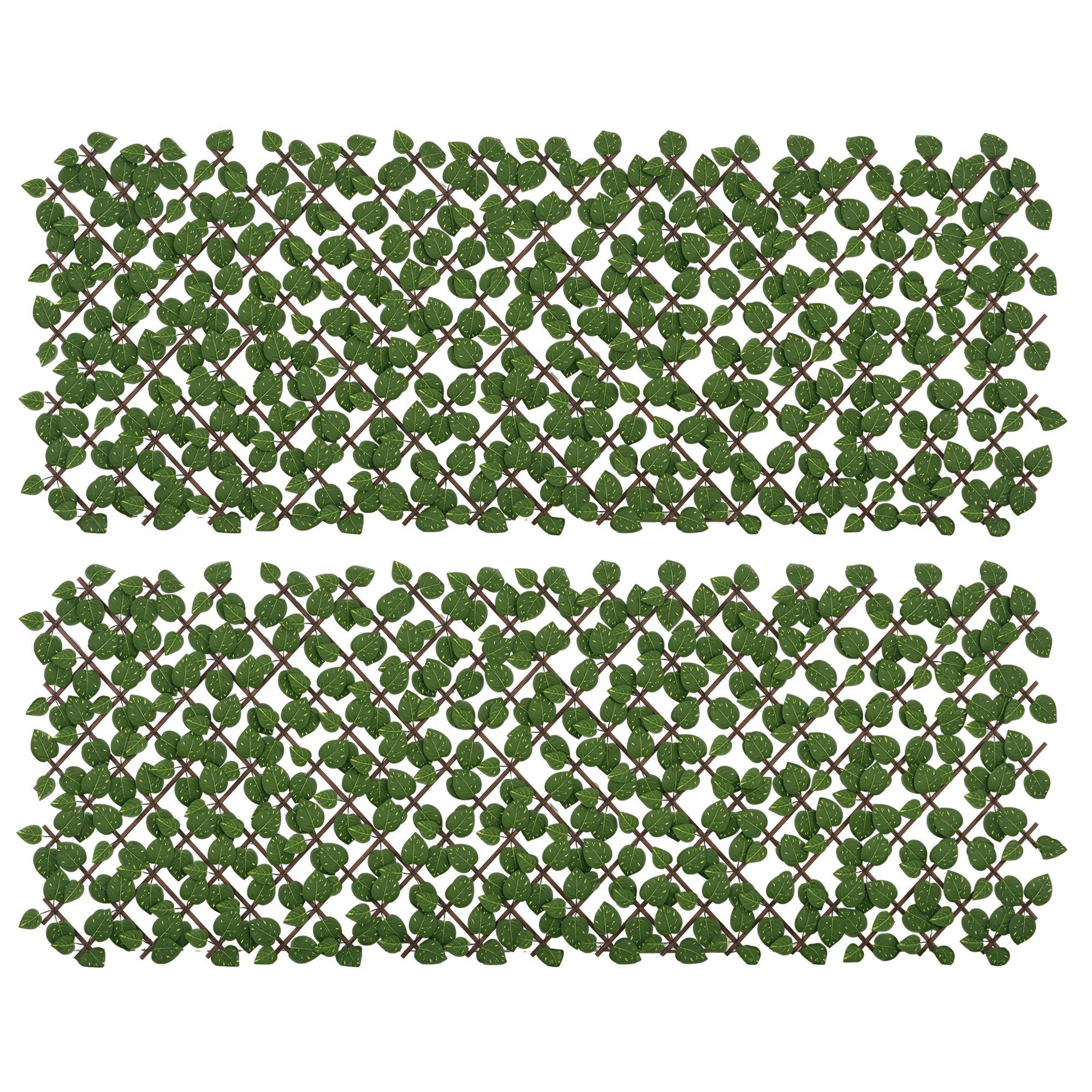 Set of 2 Artificial Hedge Trellis Expandable - Vegetal Canisse Windbreak Realistic foliage, indoor outdoor, 2 x 1 m