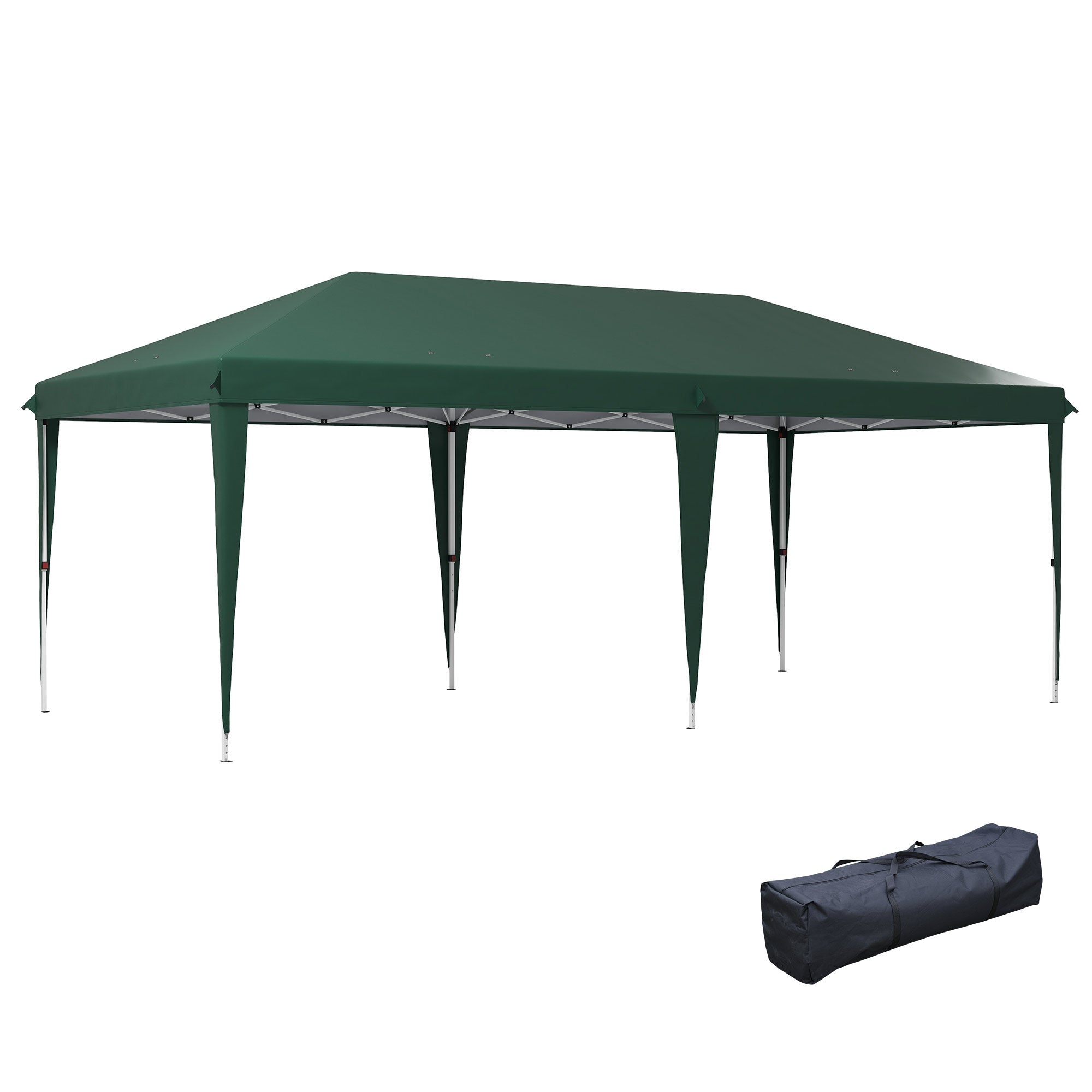 Folding Gazebo 6x3 m Canopy with 3 Adjustable Heights Anti-UV Awning and Carrying Bag for Camping Parties Green
