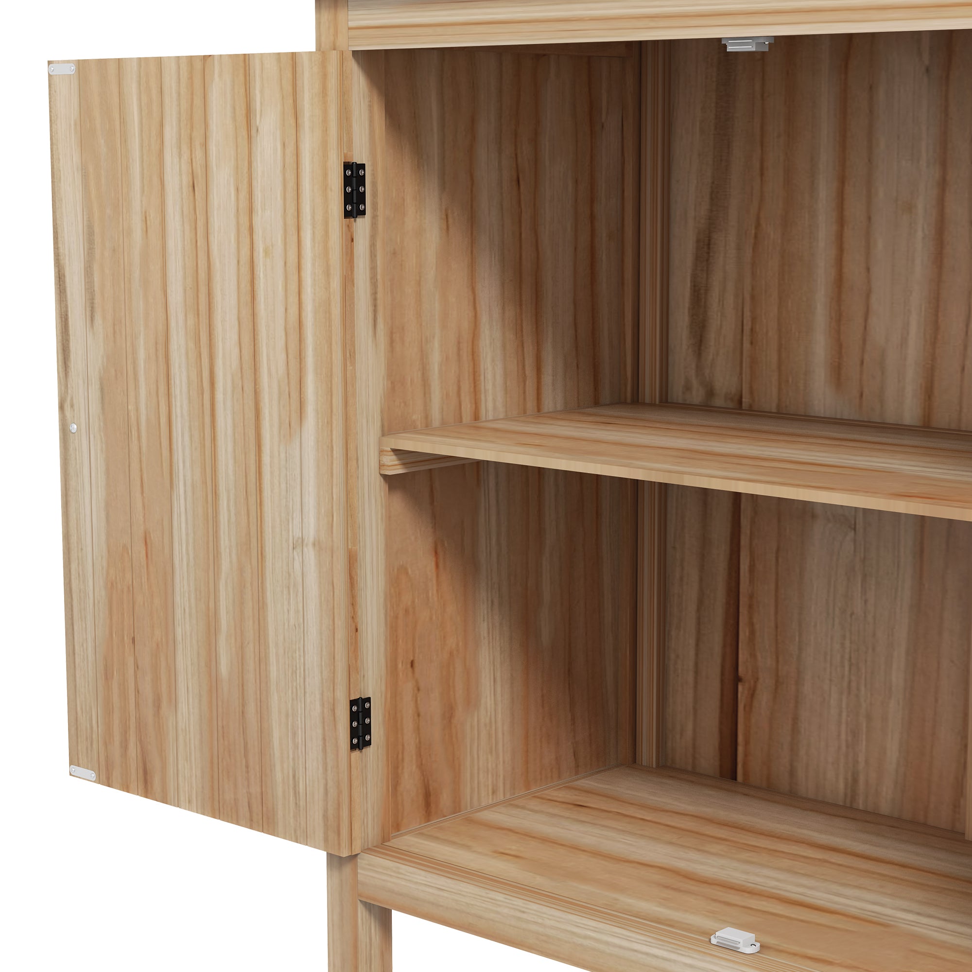 Garden Potting Table with Storage Cabinet and 2 Shelves, Galvanized Worktop, Non-Slip Rubber Feet, Fir Wood