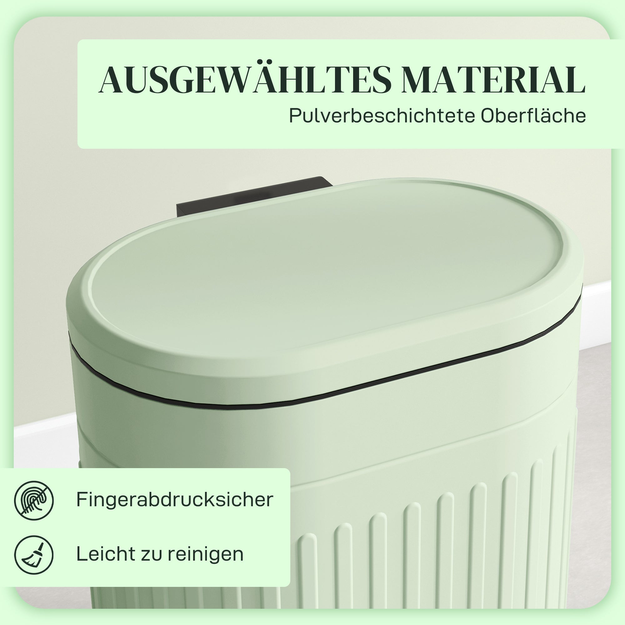 20 L Step Trash Can with Lid & Foot Pedal — Removable Inner Bin, Soft-Close — Green, 36.5 x 31.2 x 45 cm