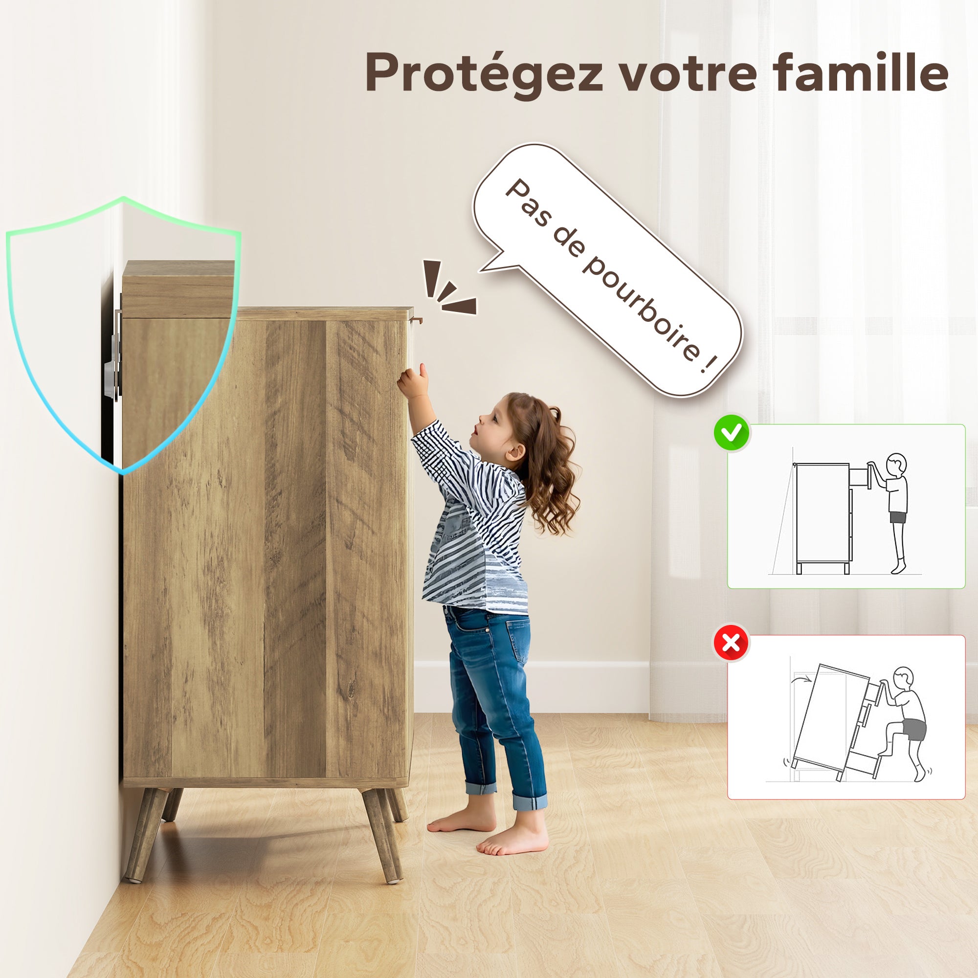 Modern Style Ribbed Buffet Cabinet Storage Sideboard with 2-Door Cabinet and Adjustable Shelf - Dining Room and Living Room Buffet, 77 x 40 x 81 cm, Oak