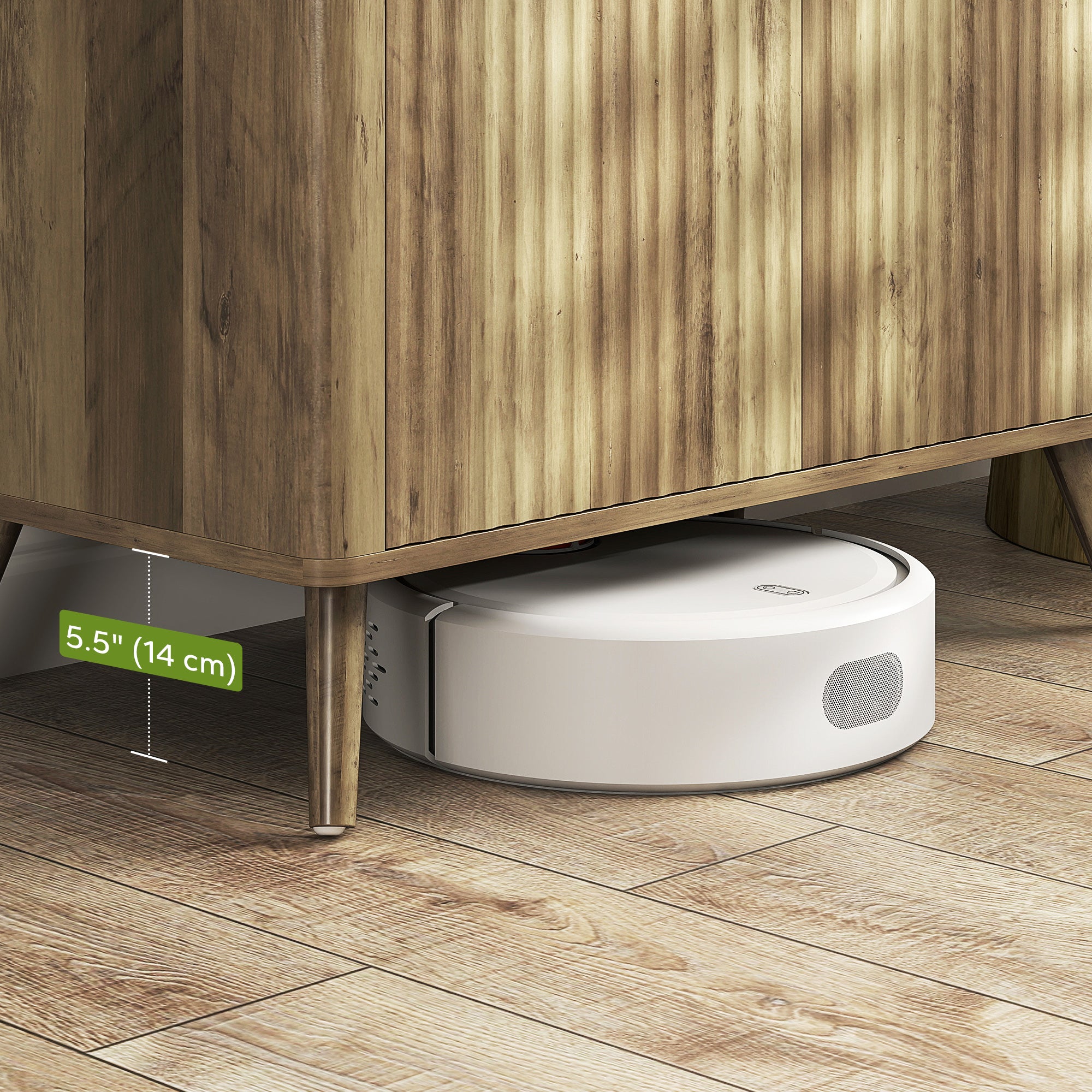 Modern Style Ribbed Buffet Cabinet Storage Sideboard with 2-Door Cabinet and Adjustable Shelf - Dining Room and Living Room Buffet, 77 x 40 x 81 cm, Oak