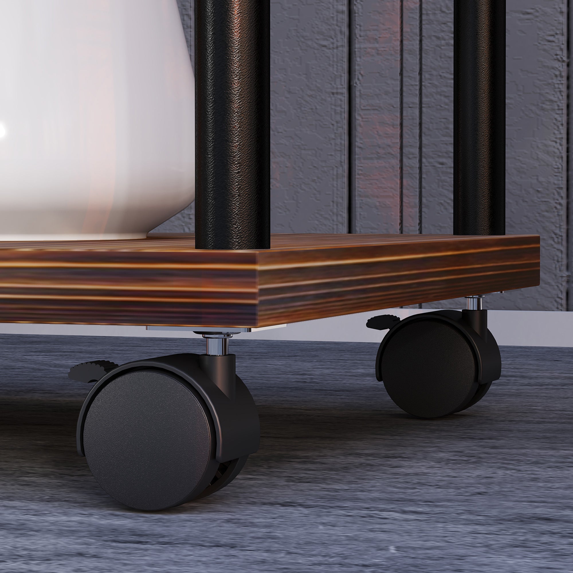 5-Tier Plant Stand with Wheels, Flower Stand for Indoor Outdoor, Plant Shelf made of Steel, Wood, multi-tier Flower Rack, 110cm tall Flower Ladder for Living Room, Garden Balcony Decor, Charcoal