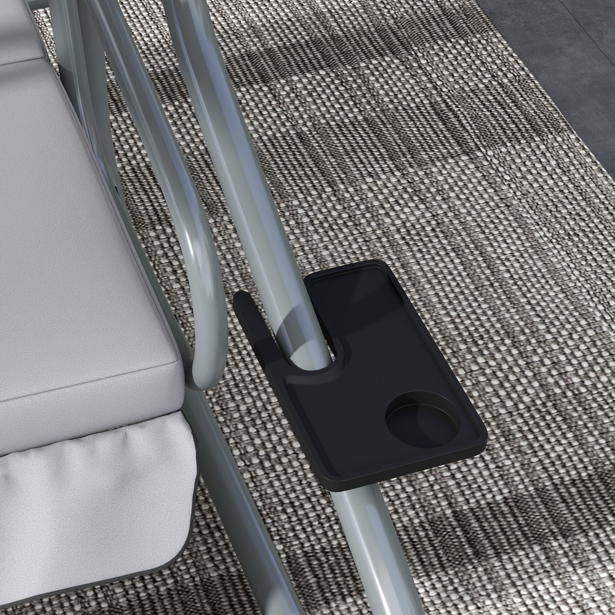 Hollywood Swing with Reclining Function, 3-Seater Garden Swing with Adjustable Canopy, Side Table, Water-Resistant Swing Bench supports up to 340kg, for Garden, 200x120x164cm, Light Gray