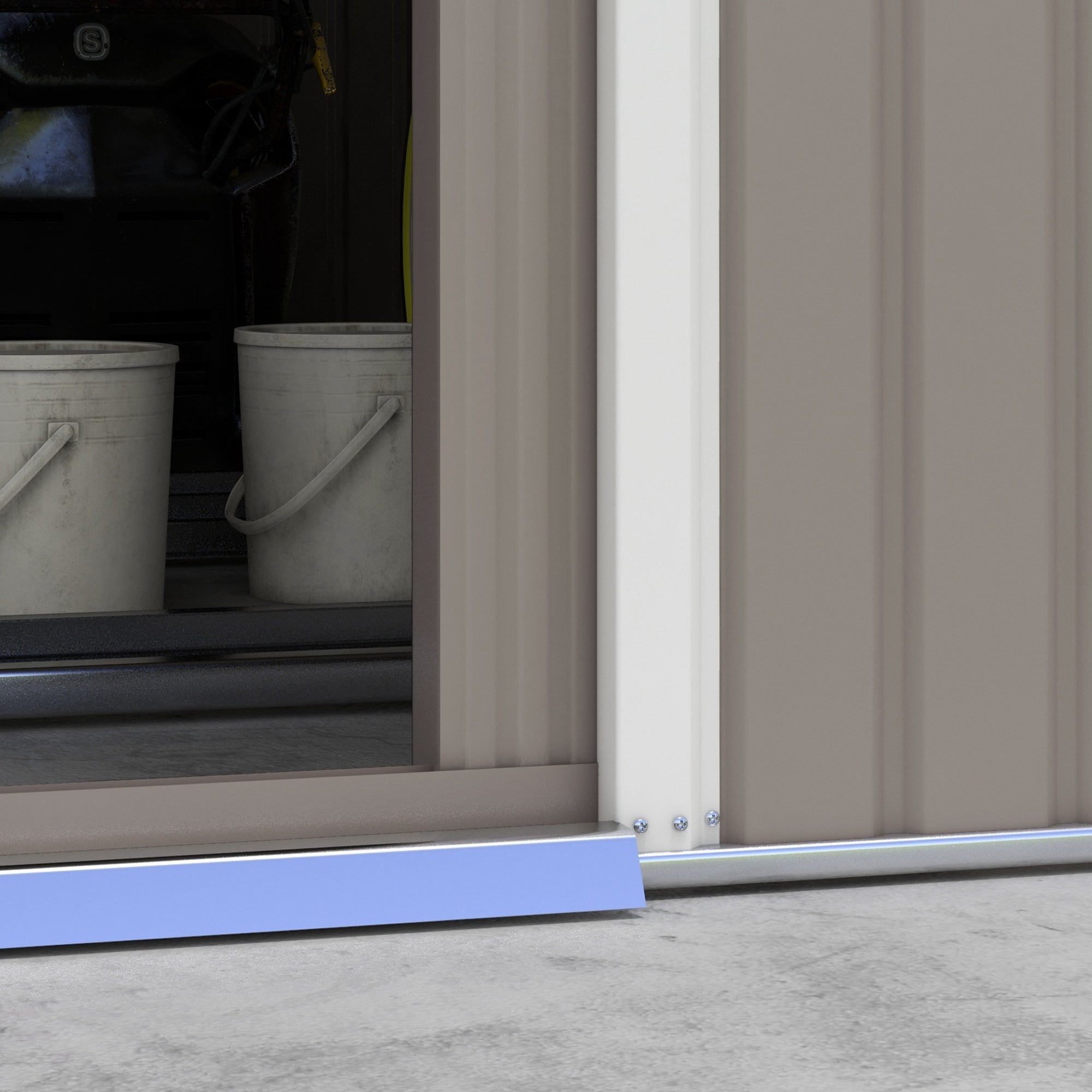 Tool Shed 12.4 sqm, Garden House with Pent Roof, Sliding Door, Foundation, 386 x 340 x 200 cm, Tool Shed made of Galvanized Steel, Weatherproof, for Garden, Light Grey