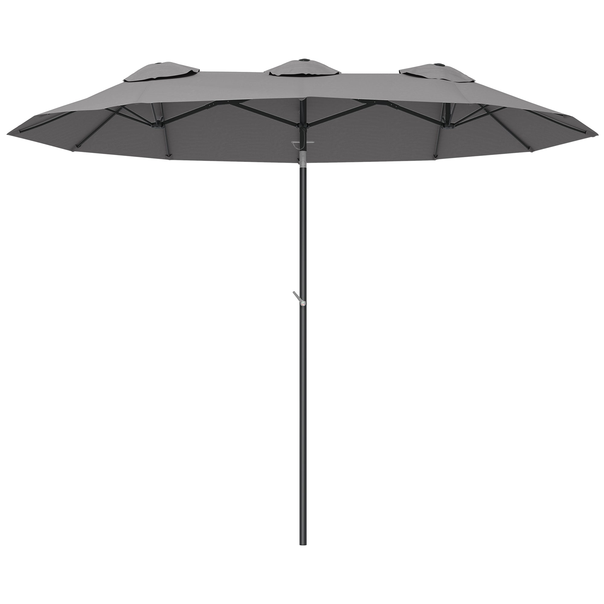 Double Umbrella, 285x147cm Garden Umbrella with Hand Crank, Metal Pole, Oval Market Umbrella with Wind Vent, Windproof Double Umbrella with Adjustable Tilt, for Patio, Pool Gray